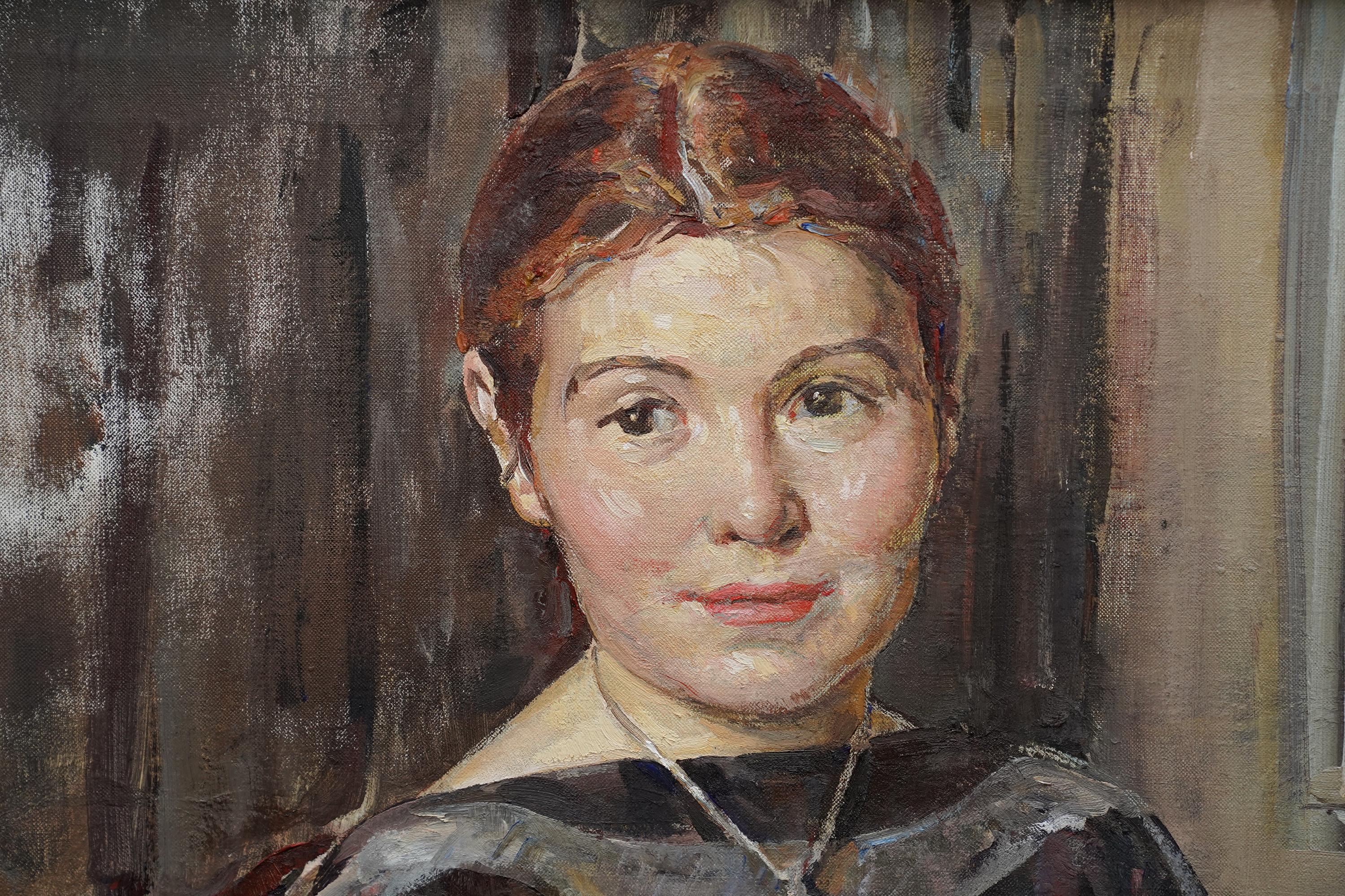 Diese hervorragende schottische Impressionist ausgestellt Porträt Ölgemälde mit ausgezeichneter Provenienz ist von bekannten Edinburgh Künstlerin Dorothy Johnstone. Es wurde 1958 gemalt und im selben Jahr in der Royal Scottish Academy und viel