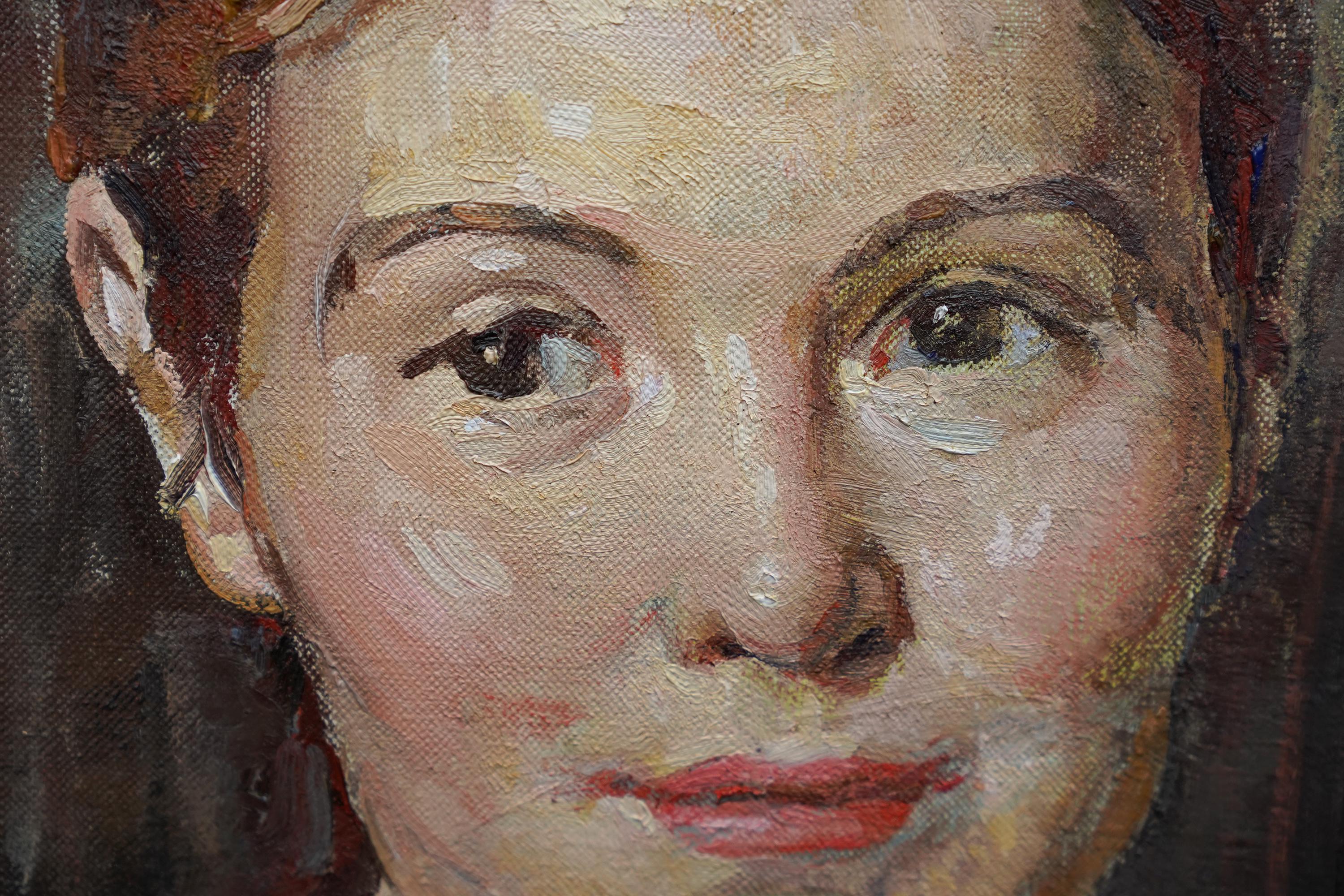 Porträt von Elspeth - Schottischer Impressionist 1950er Jahre Ausstellung Kunst Ölgemälde im Angebot 1