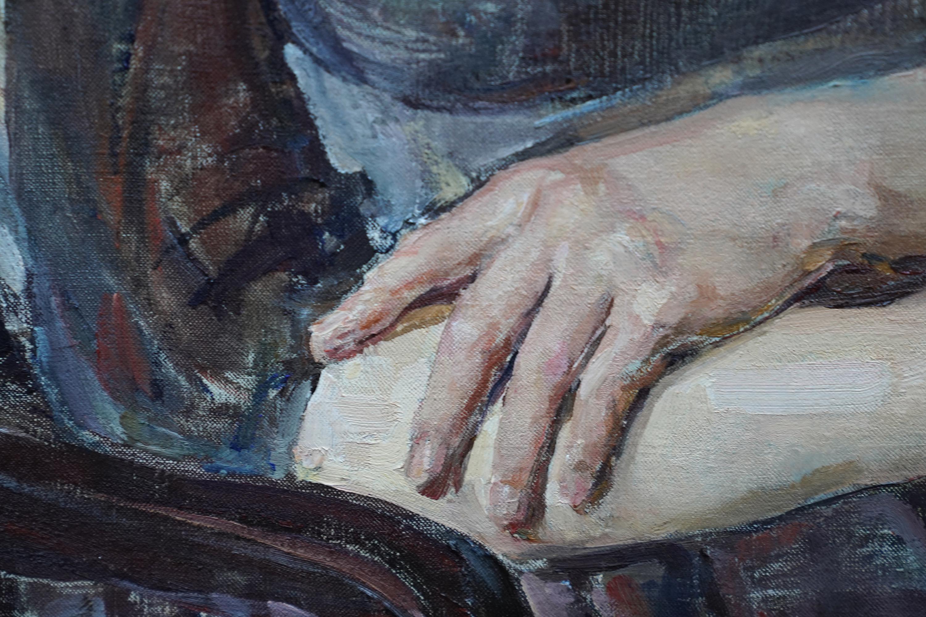 Porträt von Elspeth - Schottischer Impressionist 1950er Jahre Ausstellung Kunst Ölgemälde im Angebot 2