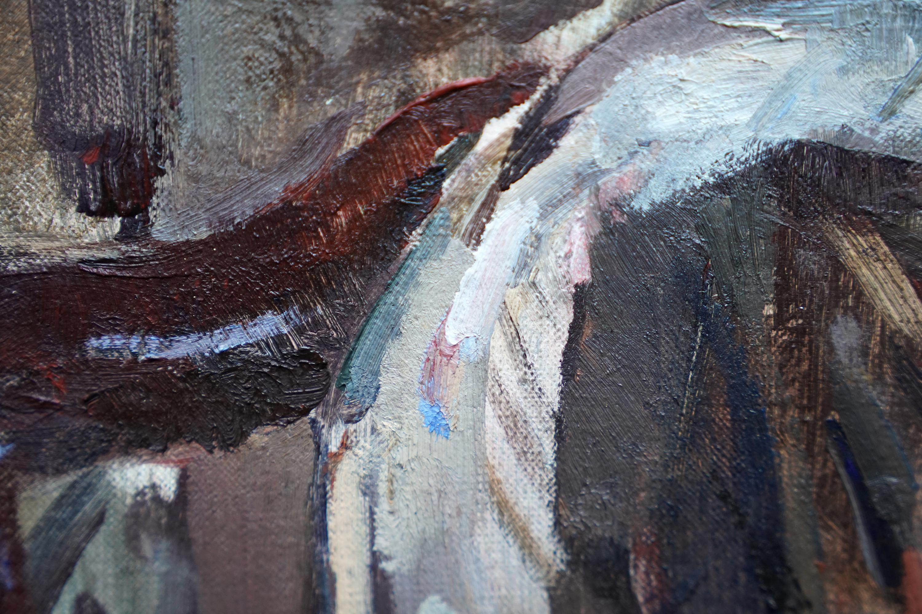 Porträt von Elspeth - Schottischer Impressionist 1950er Jahre Ausstellung Kunst Ölgemälde im Angebot 3