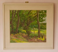 Into the Forest - Paysage à l'huile impressionniste du milieu du 20e siècle par Dorothy King