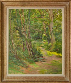 Paysage en bois Spring - Huile impressionniste du milieu du 20e siècle par Dorothy King