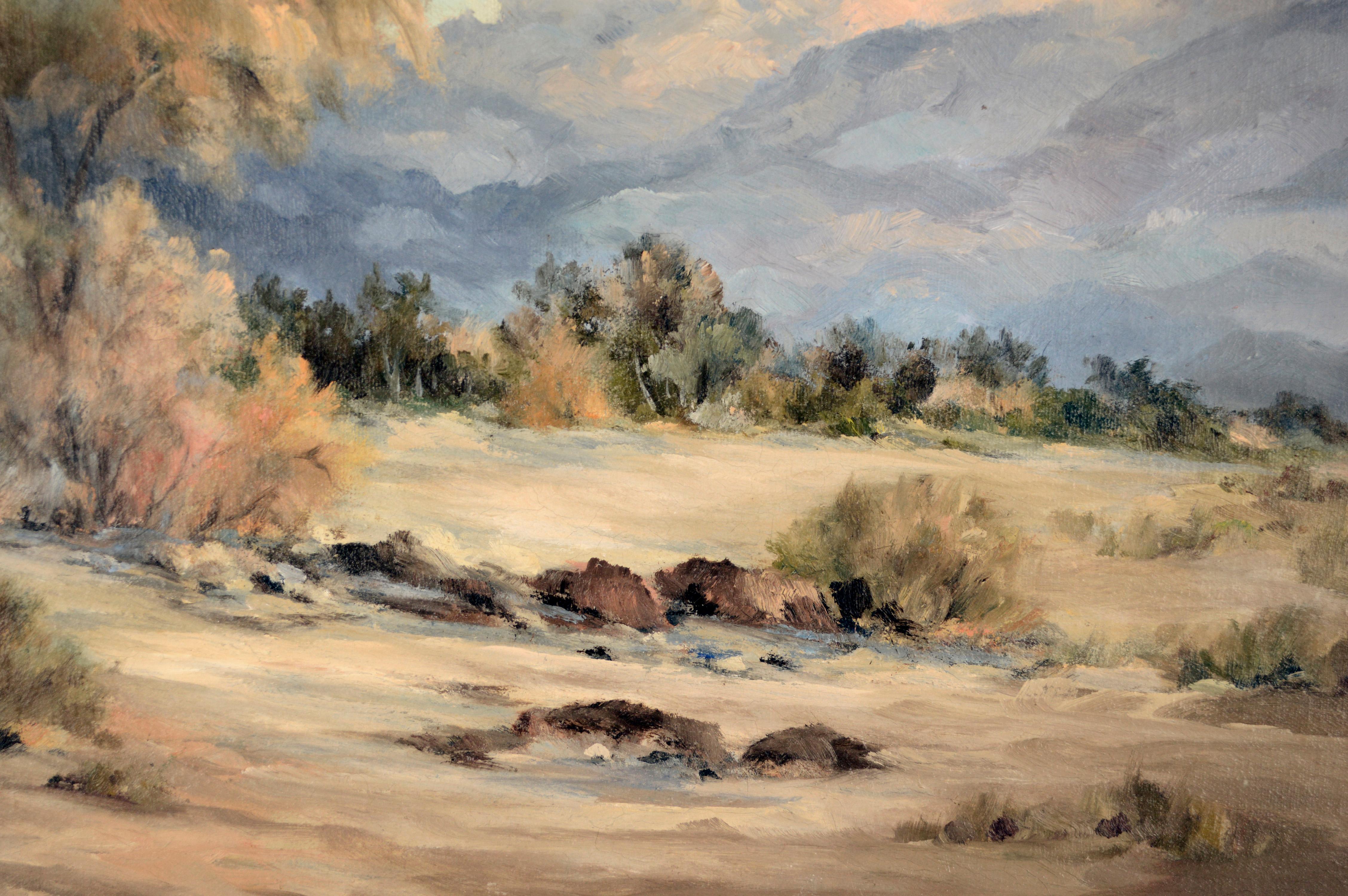 Rauchbaum Südkalifornien-Hohe Wüste 1966
Detaillierte Wüstenszene auf Leinen der südkalifornischen Plein-Aire-Malerin Dorothy L. Wolters (Amerikanerin, Anfang 20. Jh.) 

Bild 16 