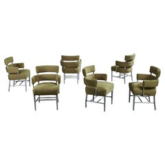 Dorothy Marckwald, Chaises de salle à manger, aluminium, tissu, États-Unis, 1950