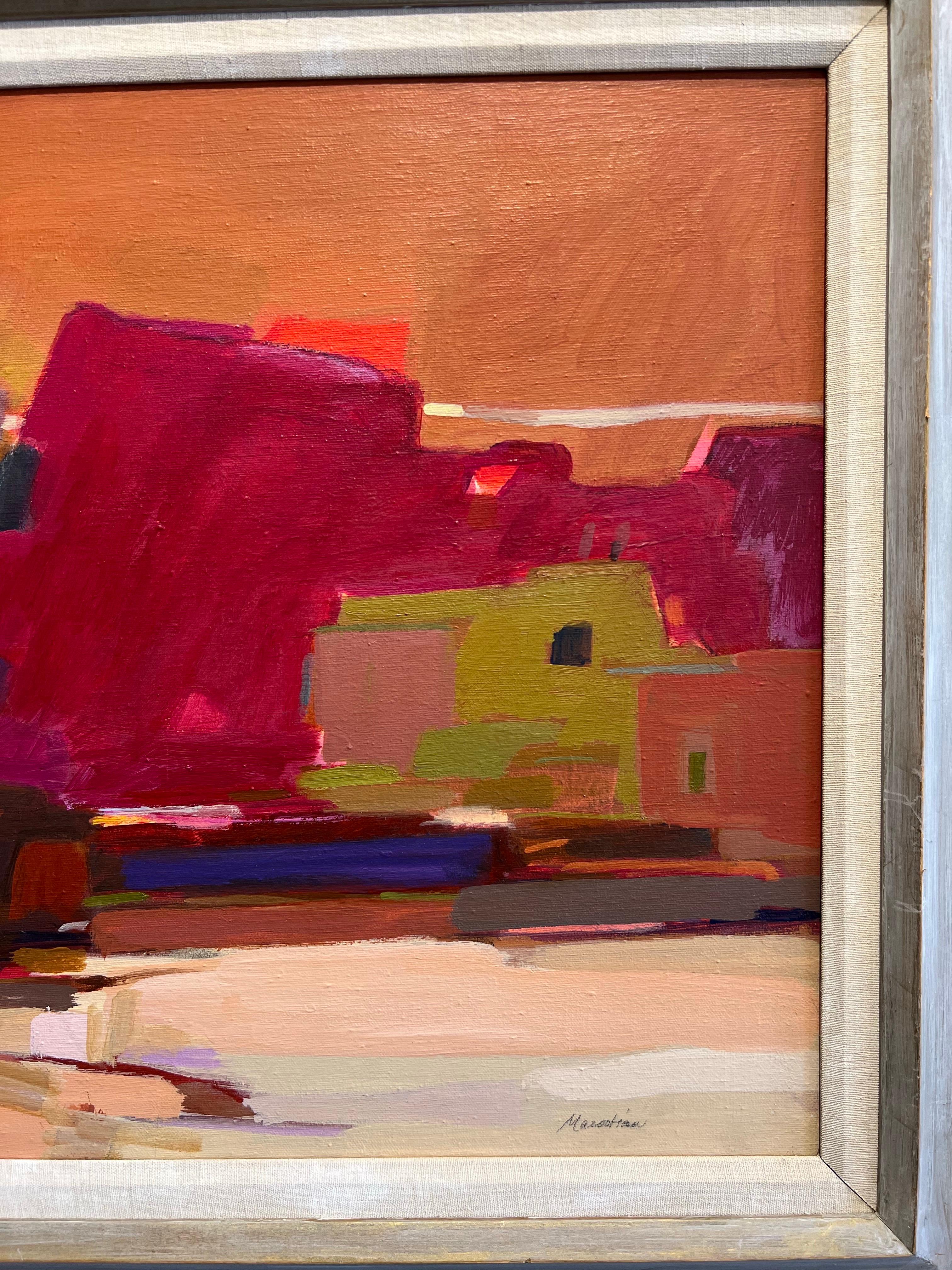 Magenta Rock, peinture à l'huile contemporaine sur roche. 1