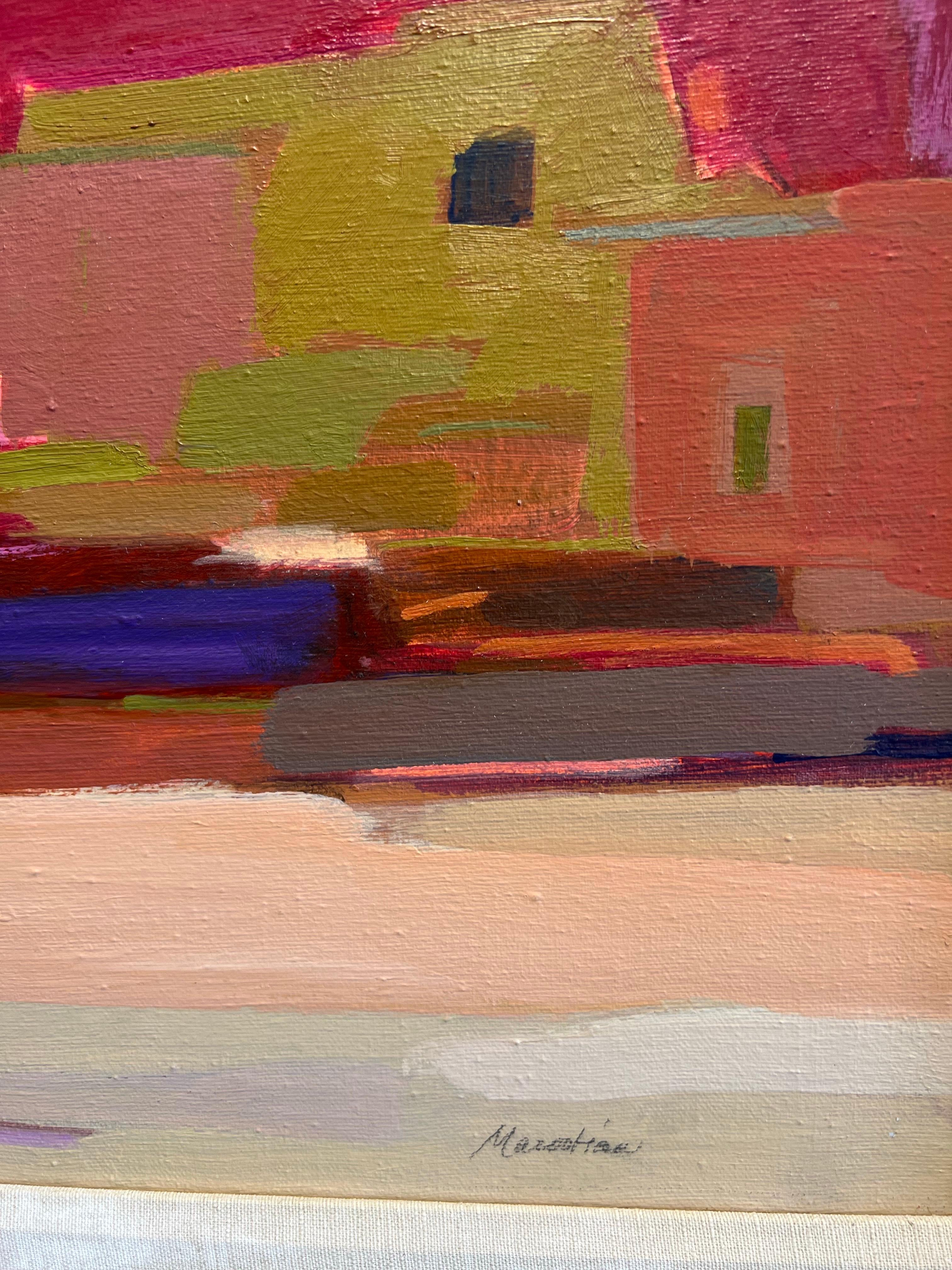 Magenta Rock, peinture à l'huile contemporaine sur roche. 2