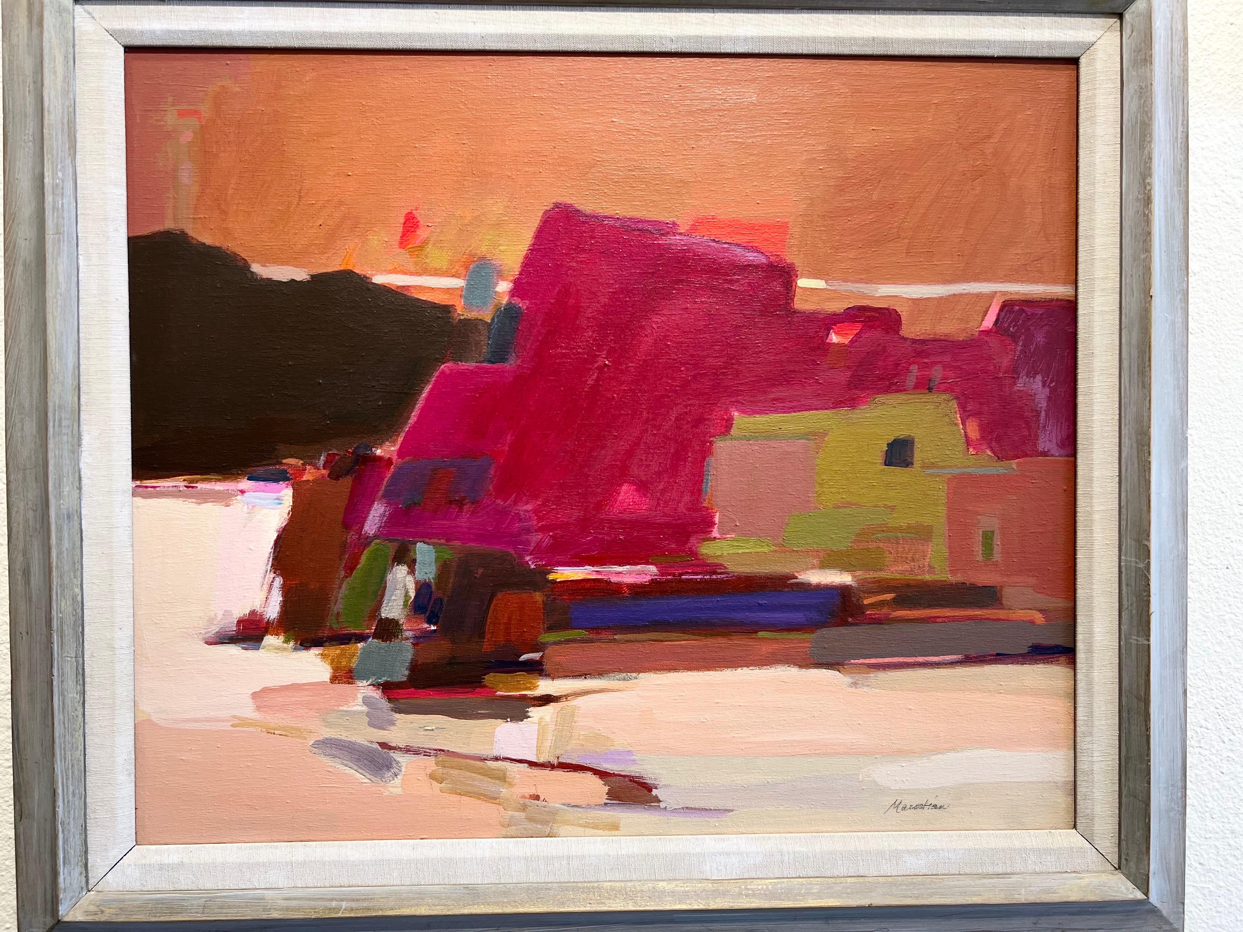 Magenta Rock, peinture à l'huile contemporaine sur roche. 3
