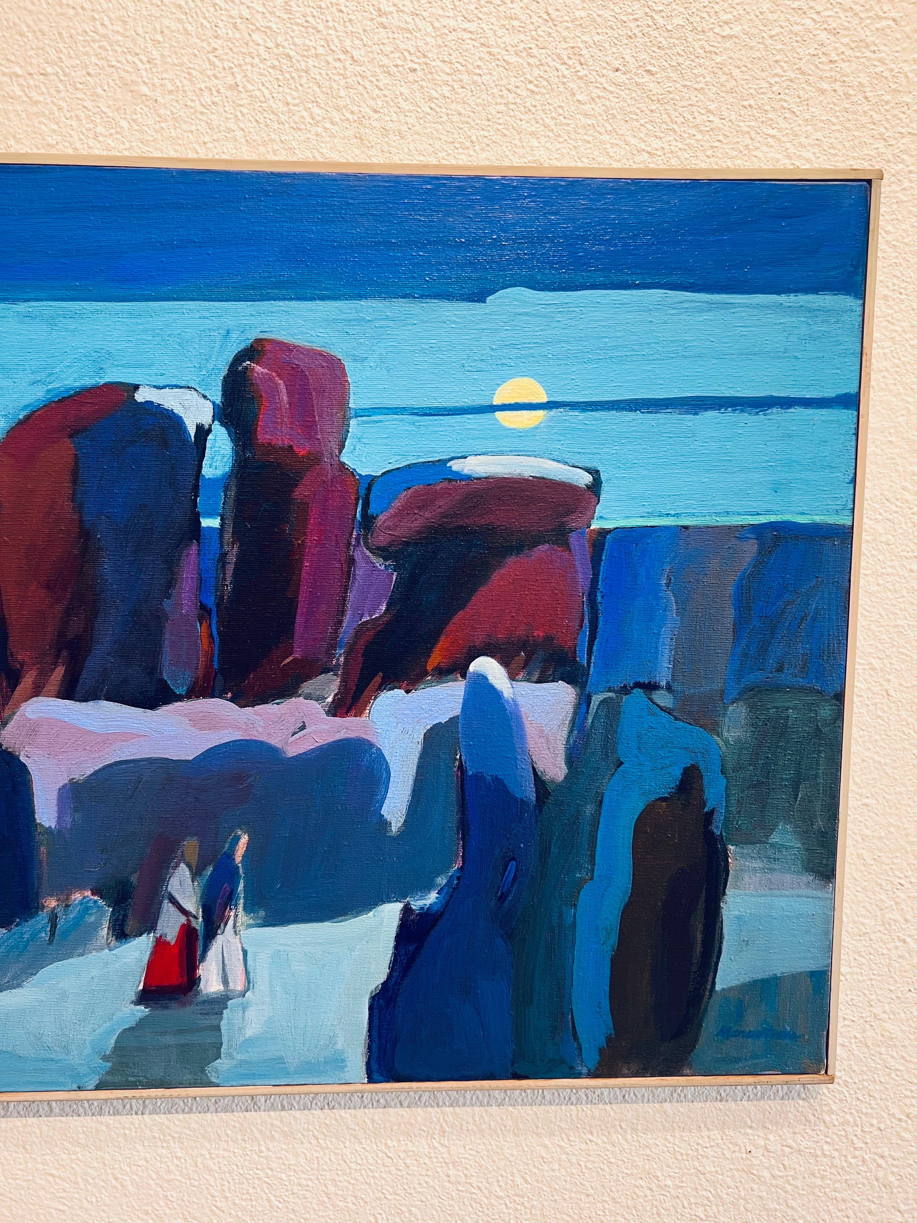 Passeggiata notturna, pittura contemporanea su tela. - Painting Espressionismo astratto di Dorothy Marootian