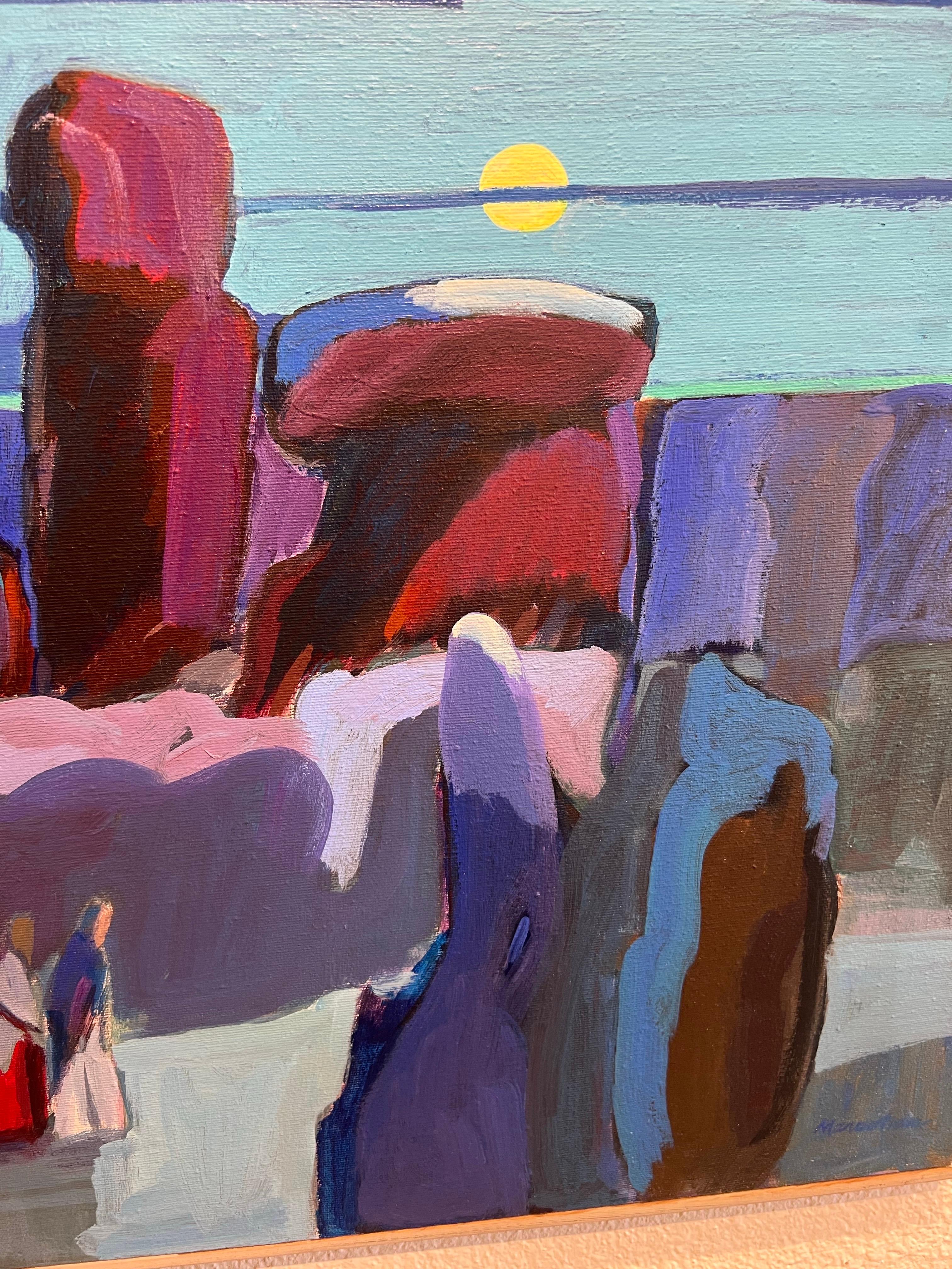 Passeggiata notturna, pittura contemporanea su tela. in vendita 1