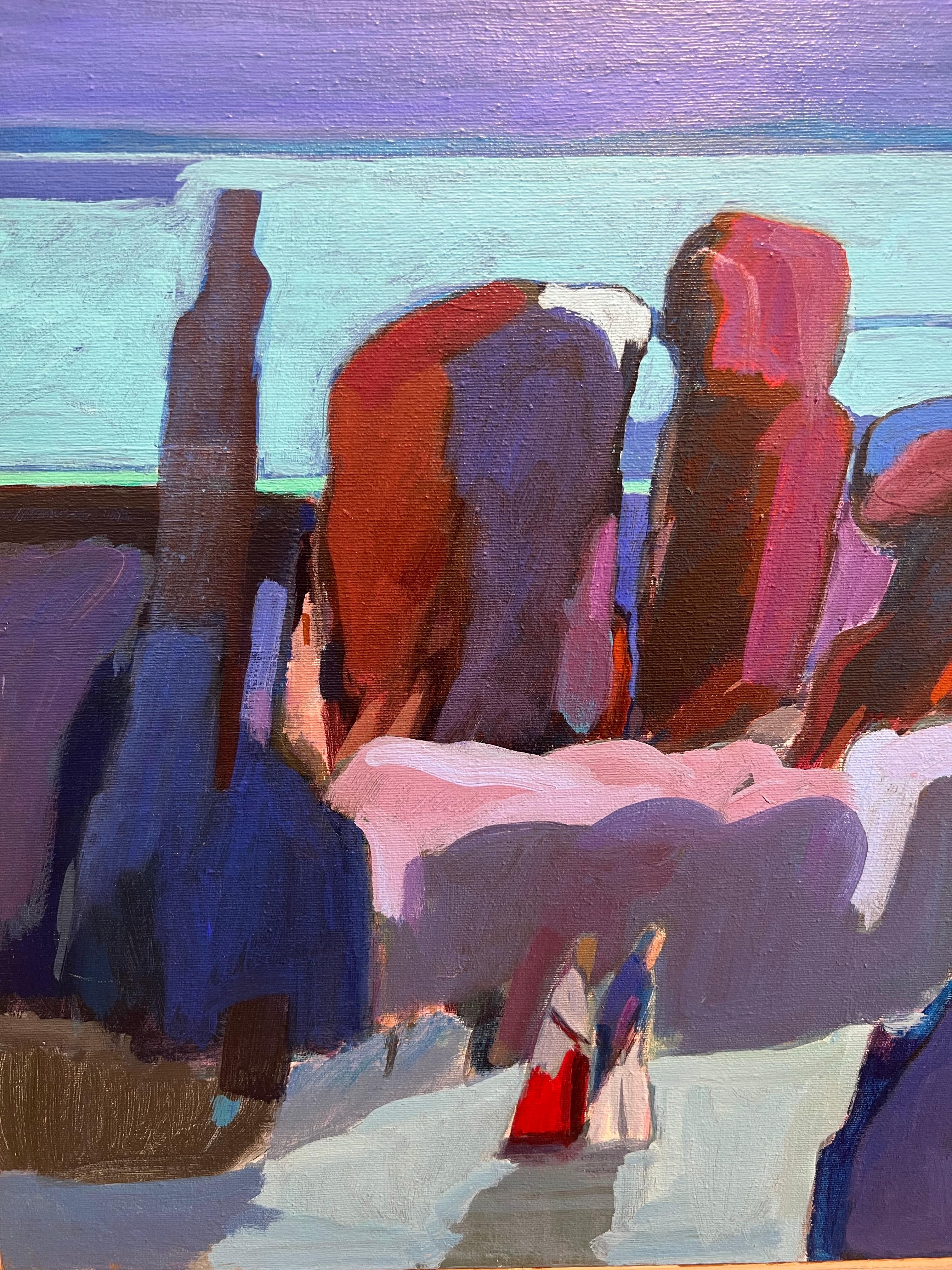 Passeggiata notturna, pittura contemporanea su tela. - Painting di Dorothy Marootian