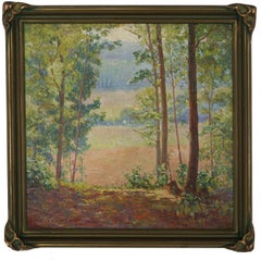 Antique Early 20th Century American Impressionist Late Summer New York Landscape