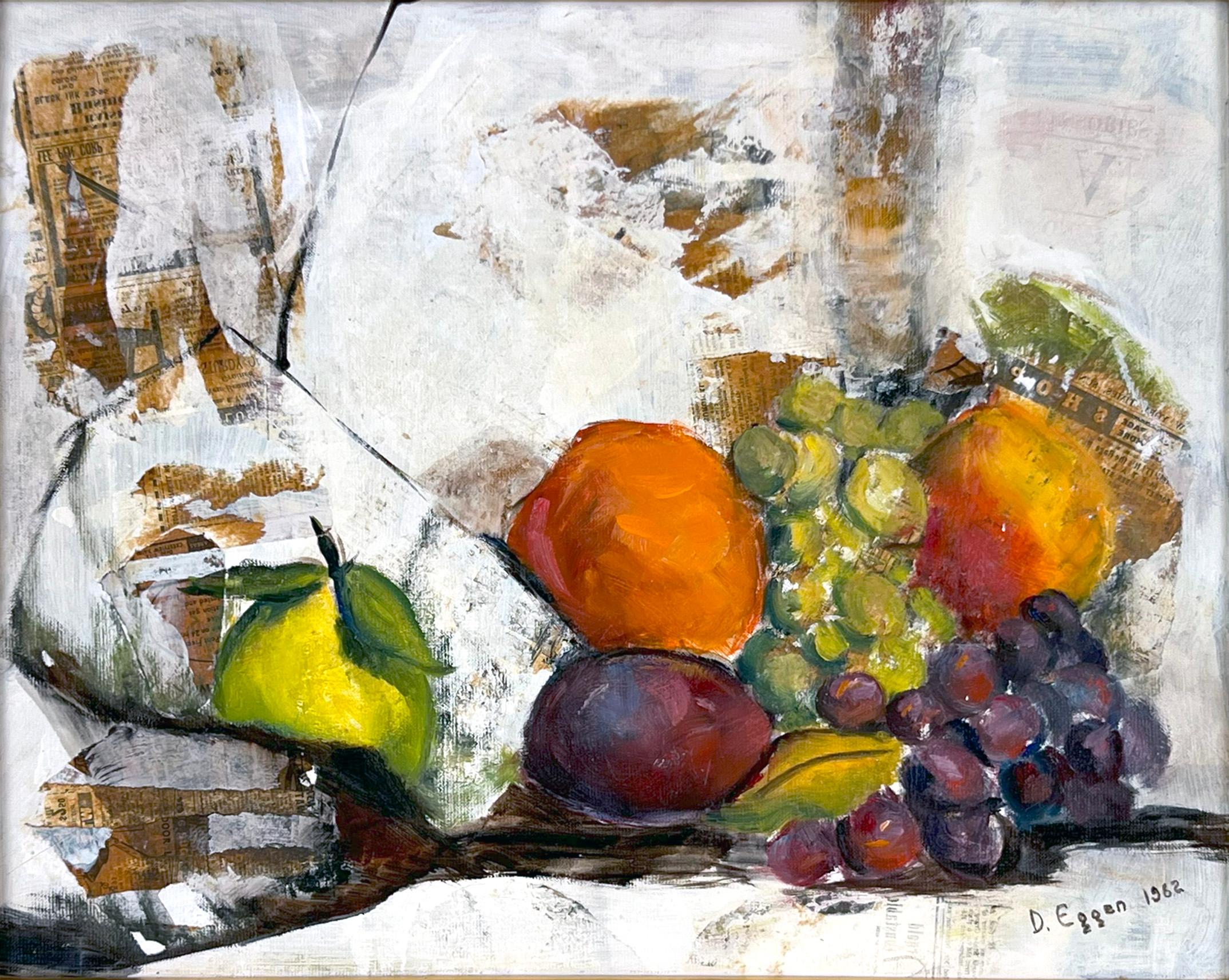 Natura morta di frutta su tavola nello stile di Paul Cézanne - Painting di Dorothy Milne Eggen