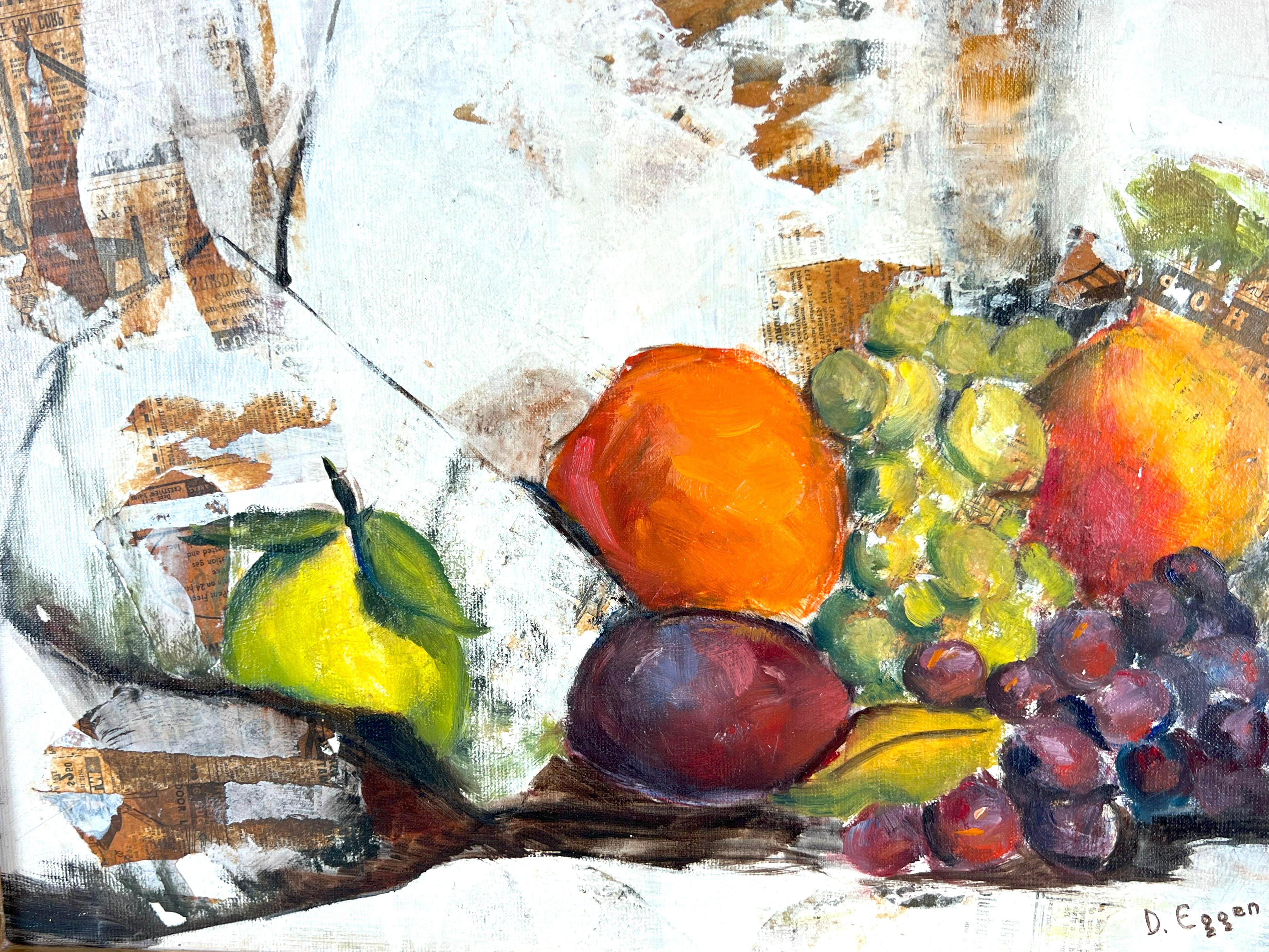 Natura morta di frutta su tavola nello stile di Paul Cézanne - Painting American Modern di Dorothy Milne Eggen
