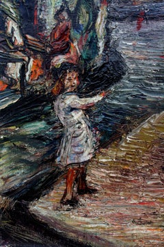 The Fishmonger 1940's New York Impasto Figurative Cityscape