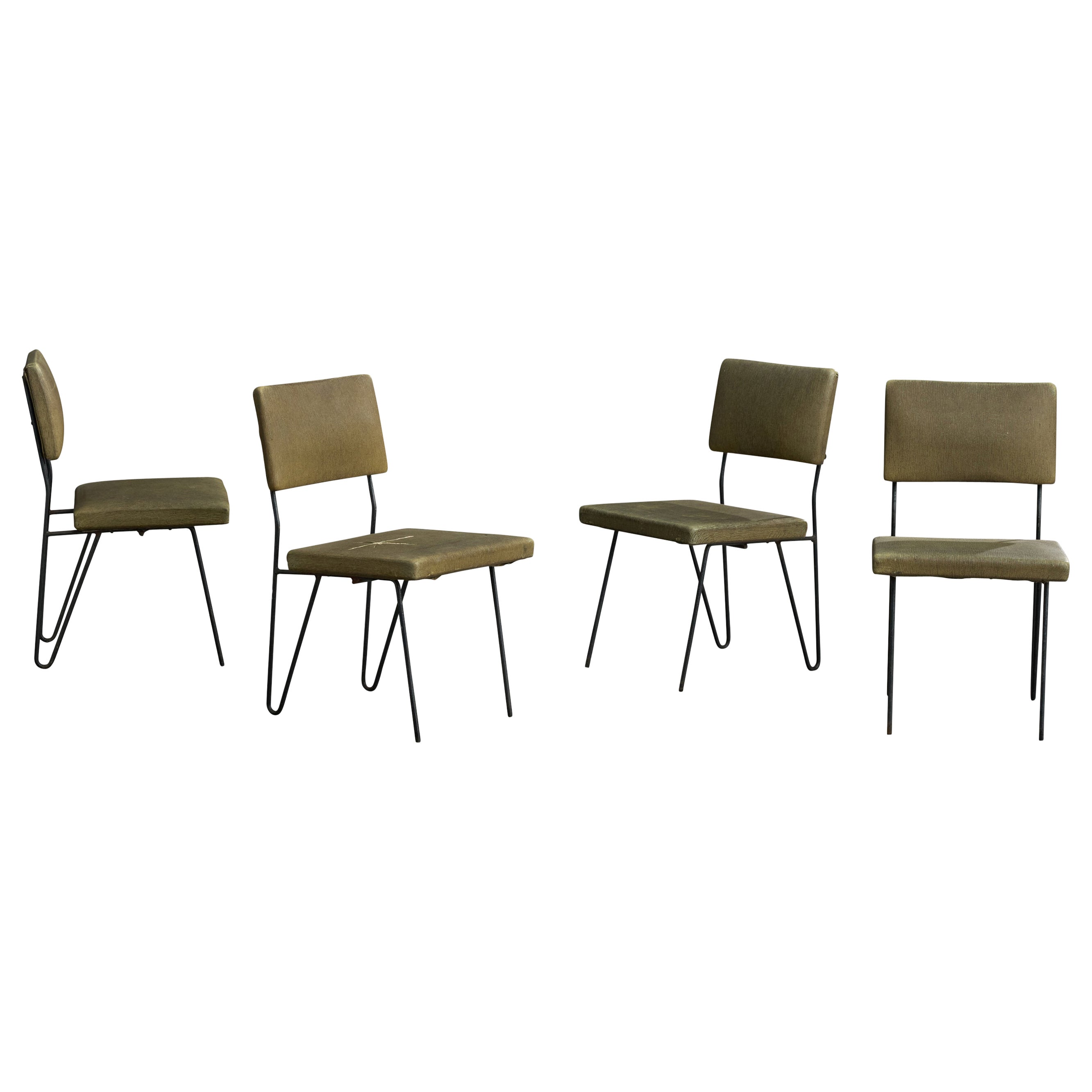 Dorothy Schindele, Dining Chairs, Iron, Vinyl, United States, 1950s