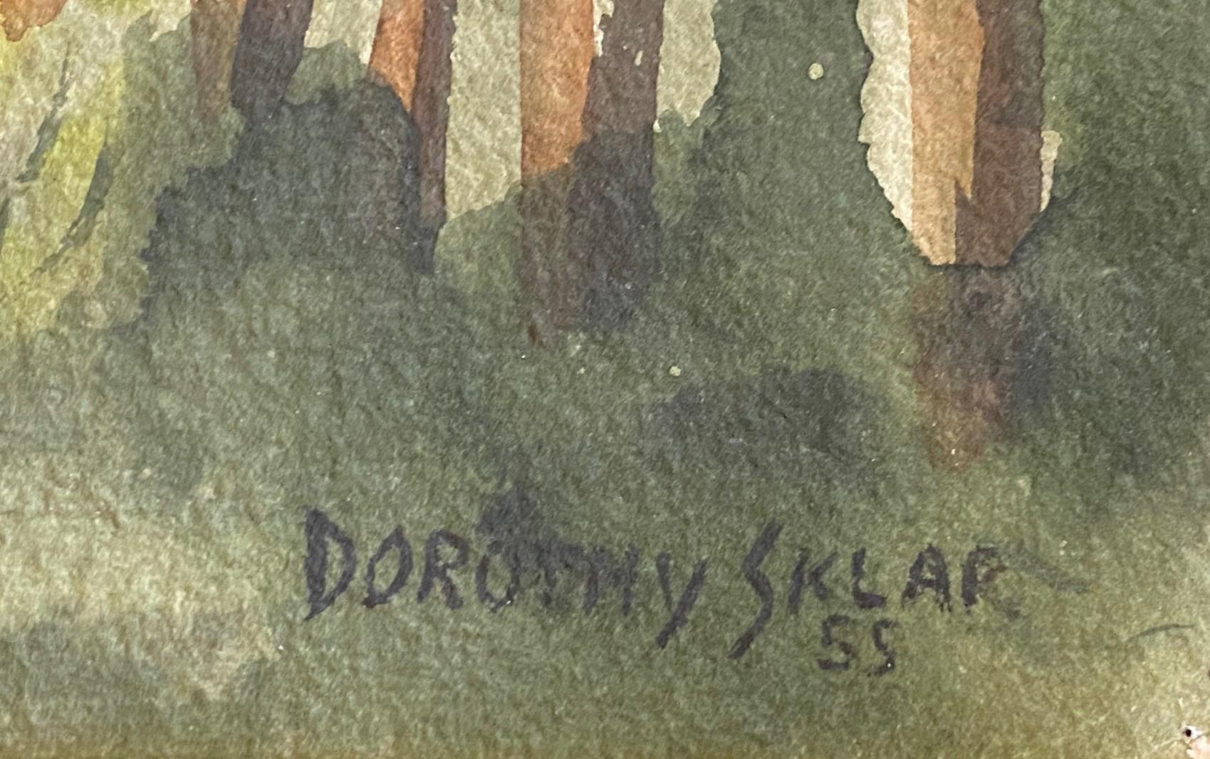 Dorothy Sklar Signed Mid-Century California Original Landscape & Church Painting For Sale 8