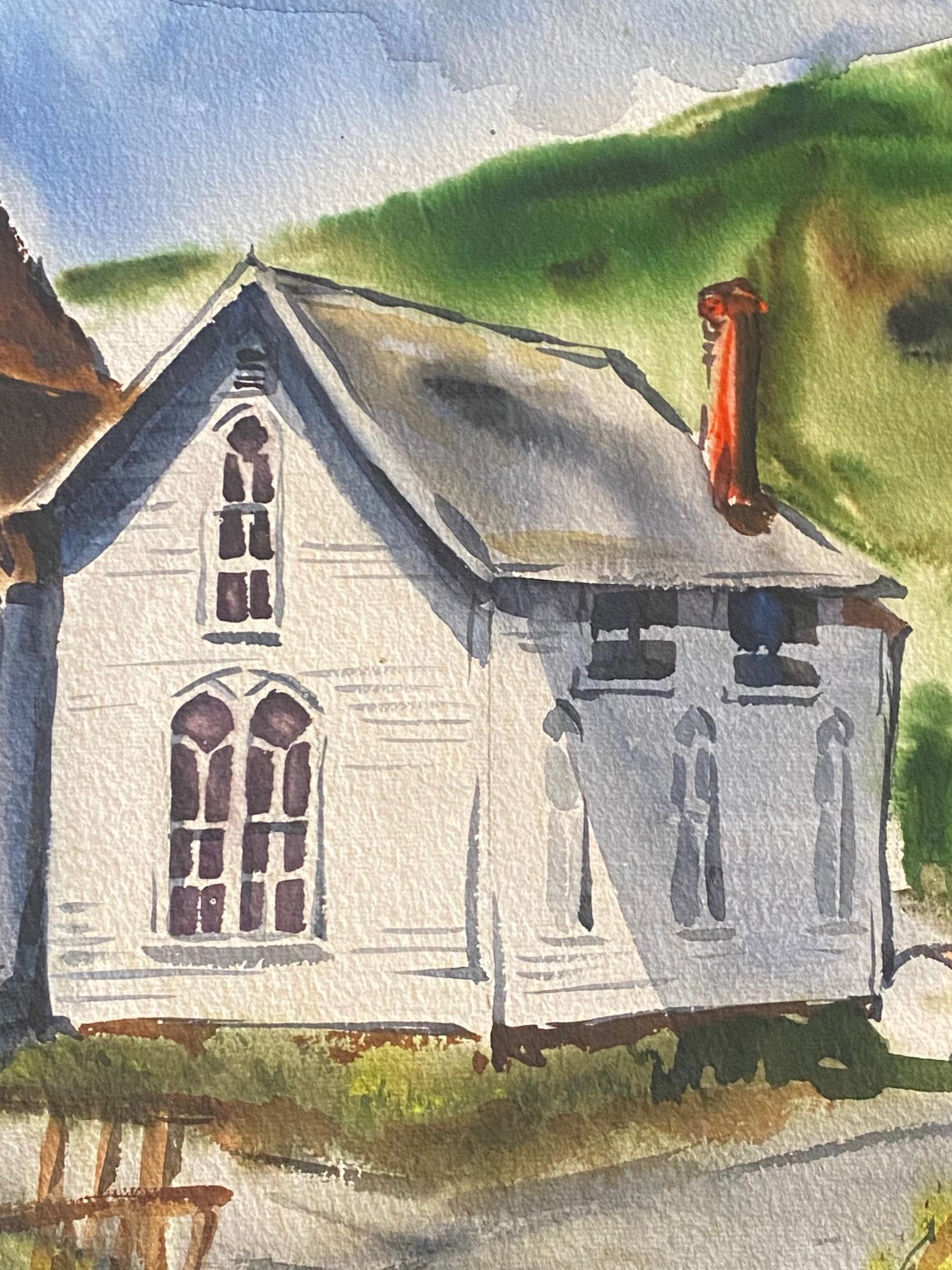 Dorothy Sklar Signed Mid-Century California Original Landscape & Church Painting In Good Condition For Sale In Studio City, CA
