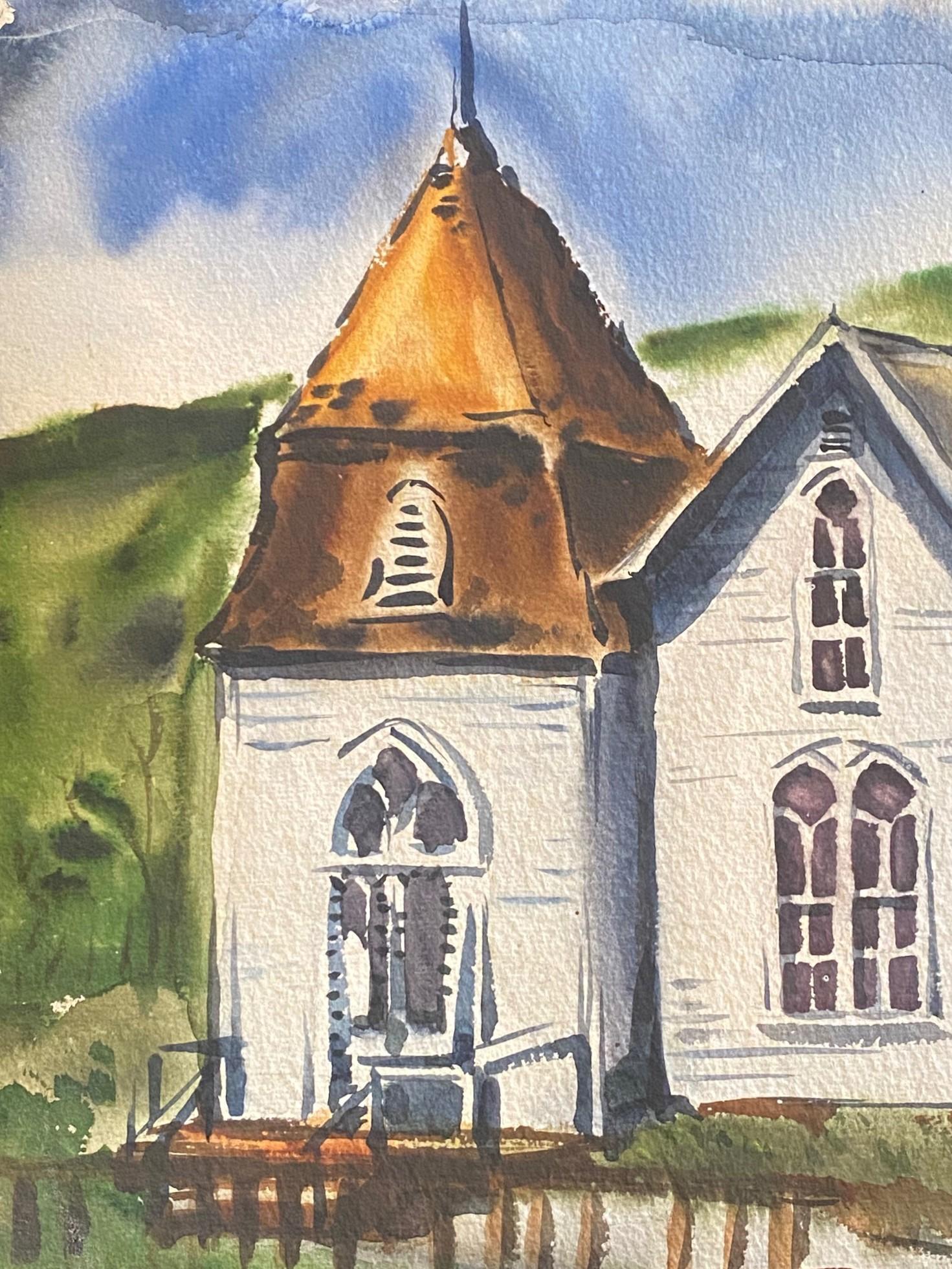 Mid-20th Century Dorothy Sklar Signed Mid-Century California Original Landscape & Church Painting For Sale