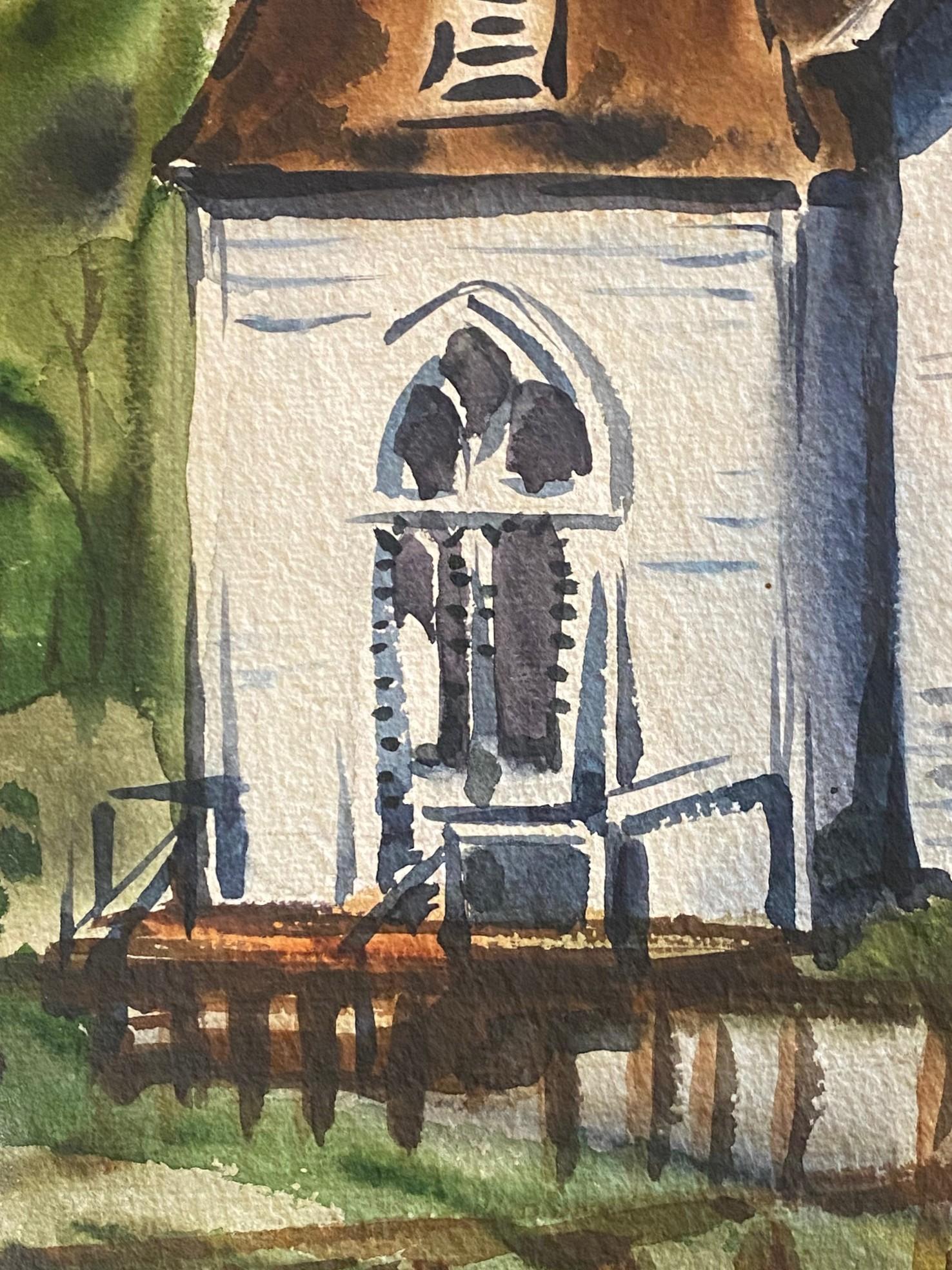 Dorothy Sklar Signed Mid-Century California Original Landscape & Church Painting For Sale 1