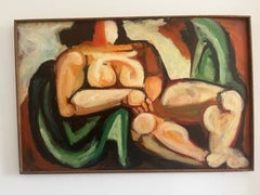 1940s "Nude on Green Blanket" CA Accomplished Female Artist