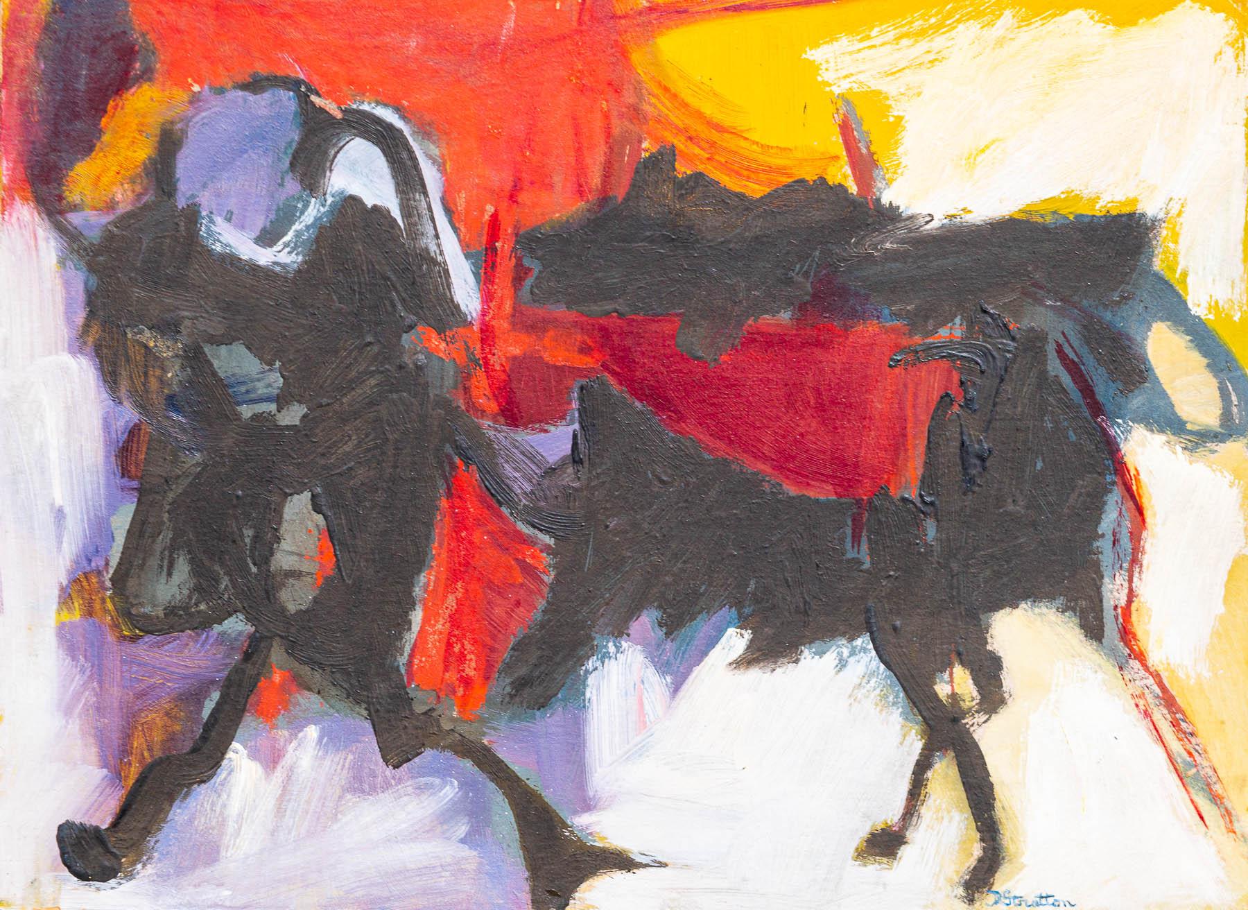 Dorothy Stratton King Abstract Painting - Study #13 Sunday's bull was very brave