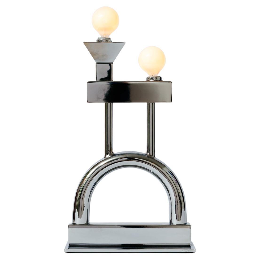 Sophia Modern Sculptural Table Lamp, ChromePlated For Sale at 1stDibs