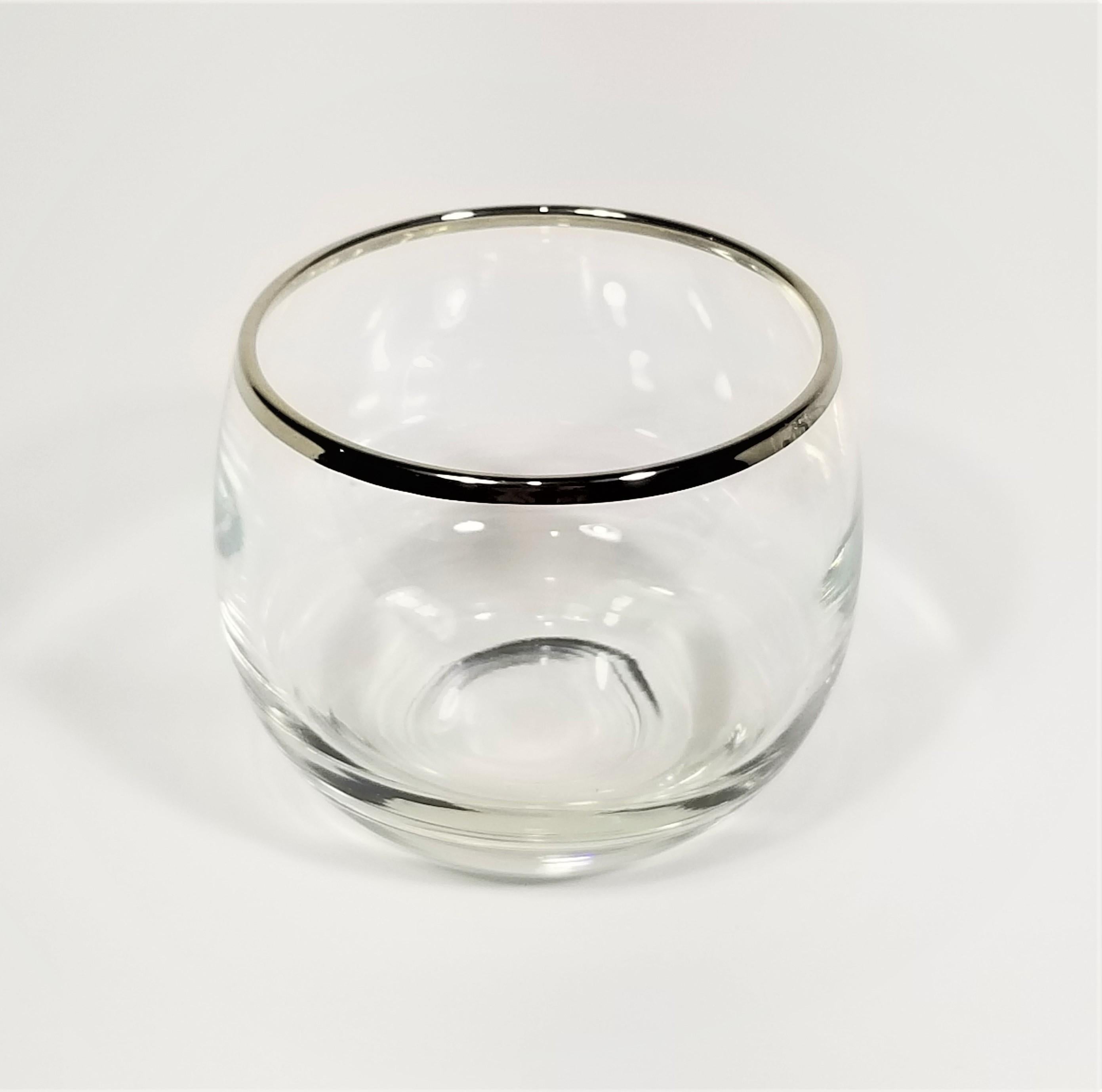 Dorothy Thorpe 1960s Mid Century Silver Rimmed 4 Oz Glassware Barware Set of 6 For Sale 5