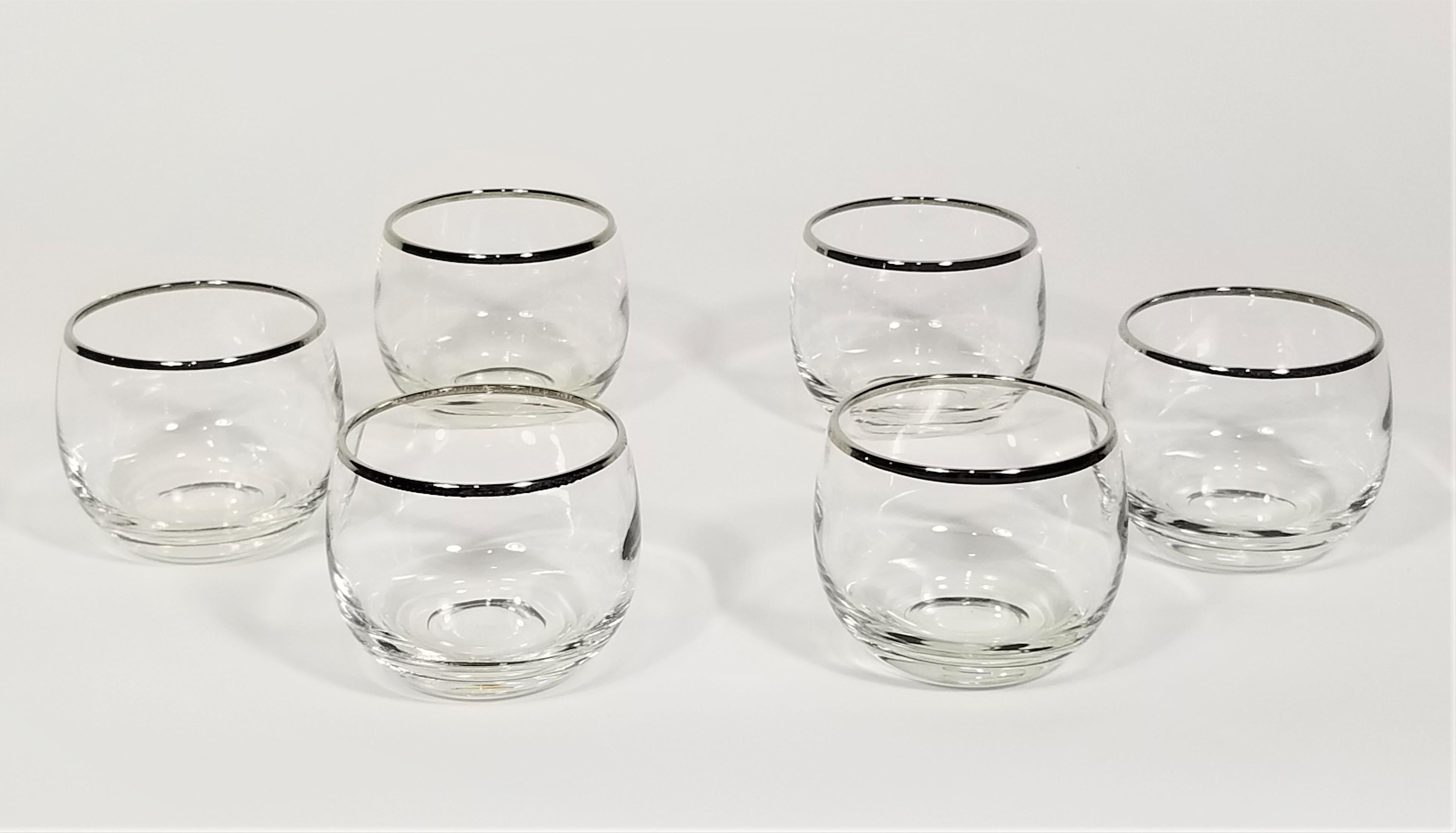 20th Century Dorothy Thorpe 1960s Mid Century Silver Rimmed 4 Oz Glassware Barware Set of 6 For Sale