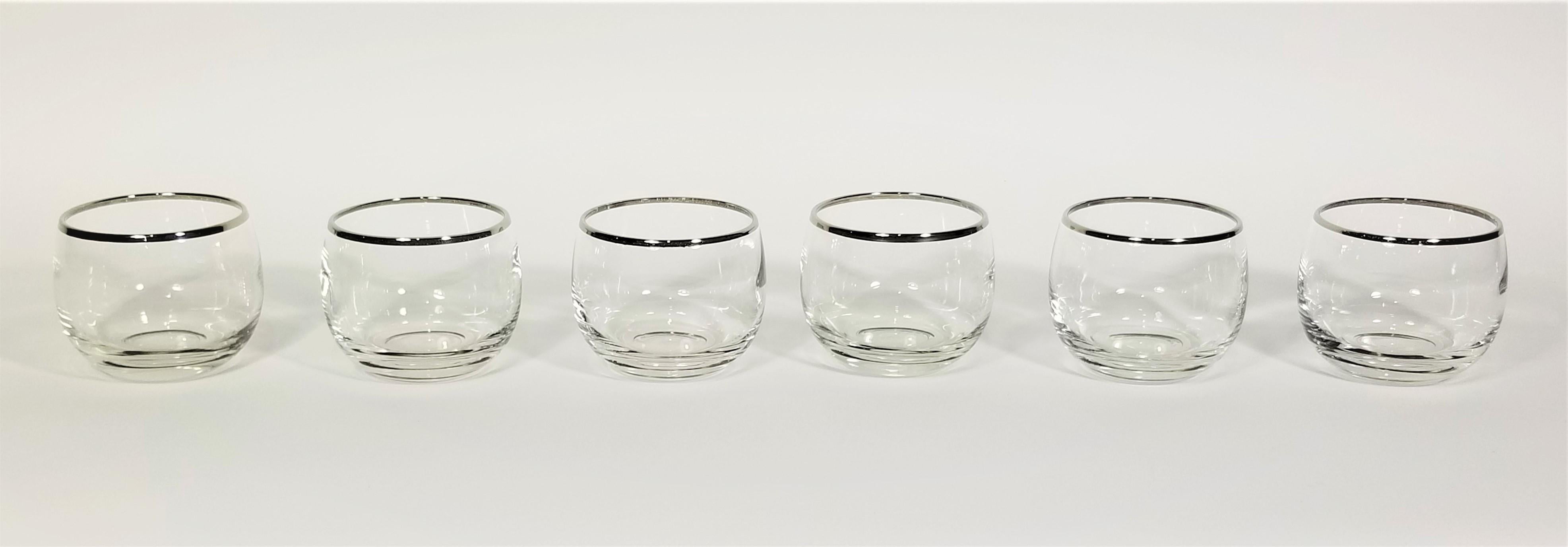 Dorothy Thorpe 1960s Mid Century Silver Rimmed 4 Oz Glassware Barware Set of 6 For Sale 1
