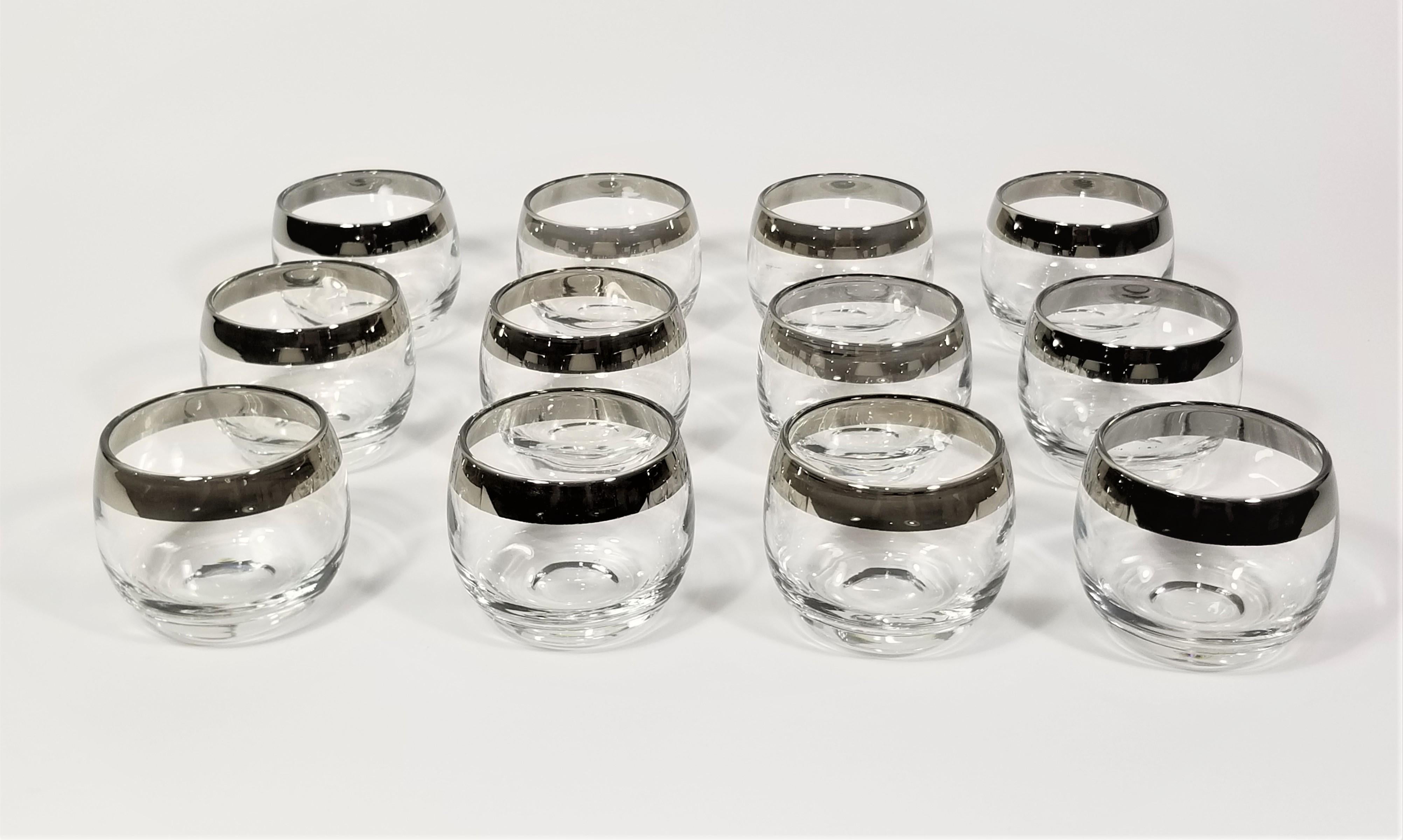 Dorothy Thorpe 1960s Mid Century Silver Rimmed Glassware Barware  3