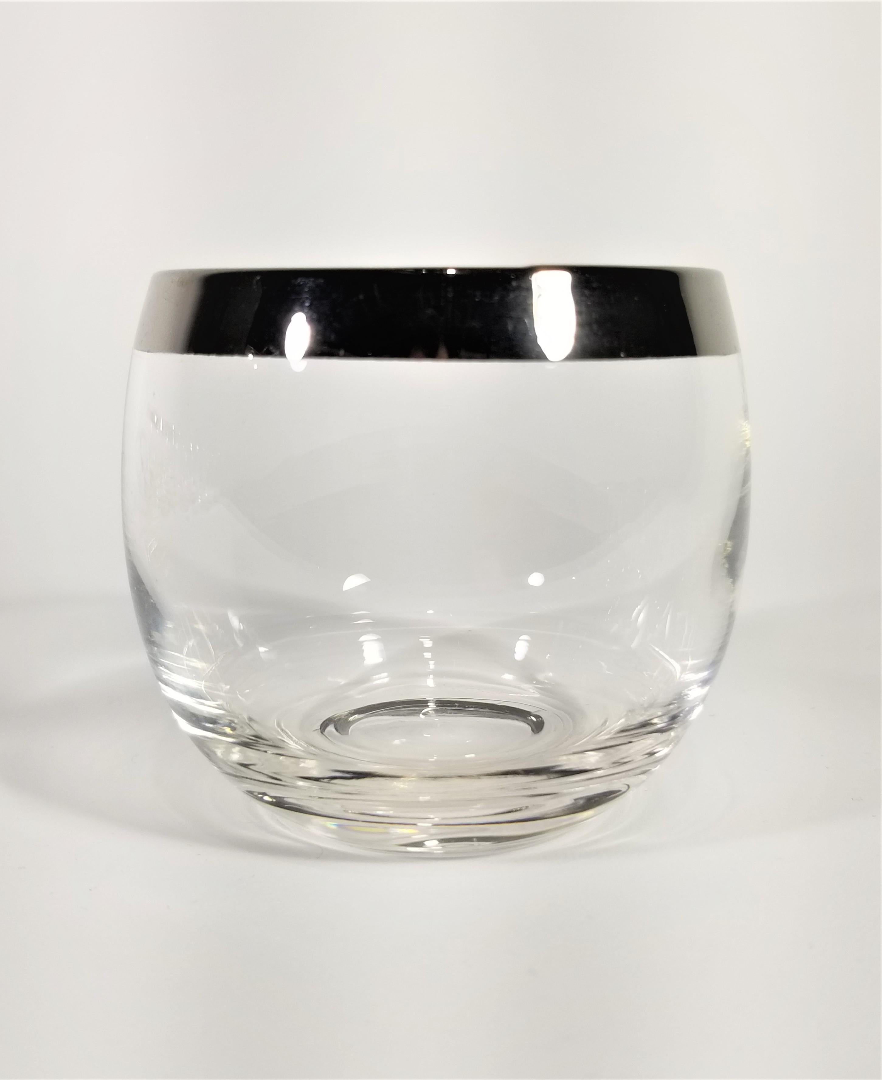 20th Century Dorothy Thorpe 1960s Midcentury Silver Rimmed Glassware Barware Set of 10