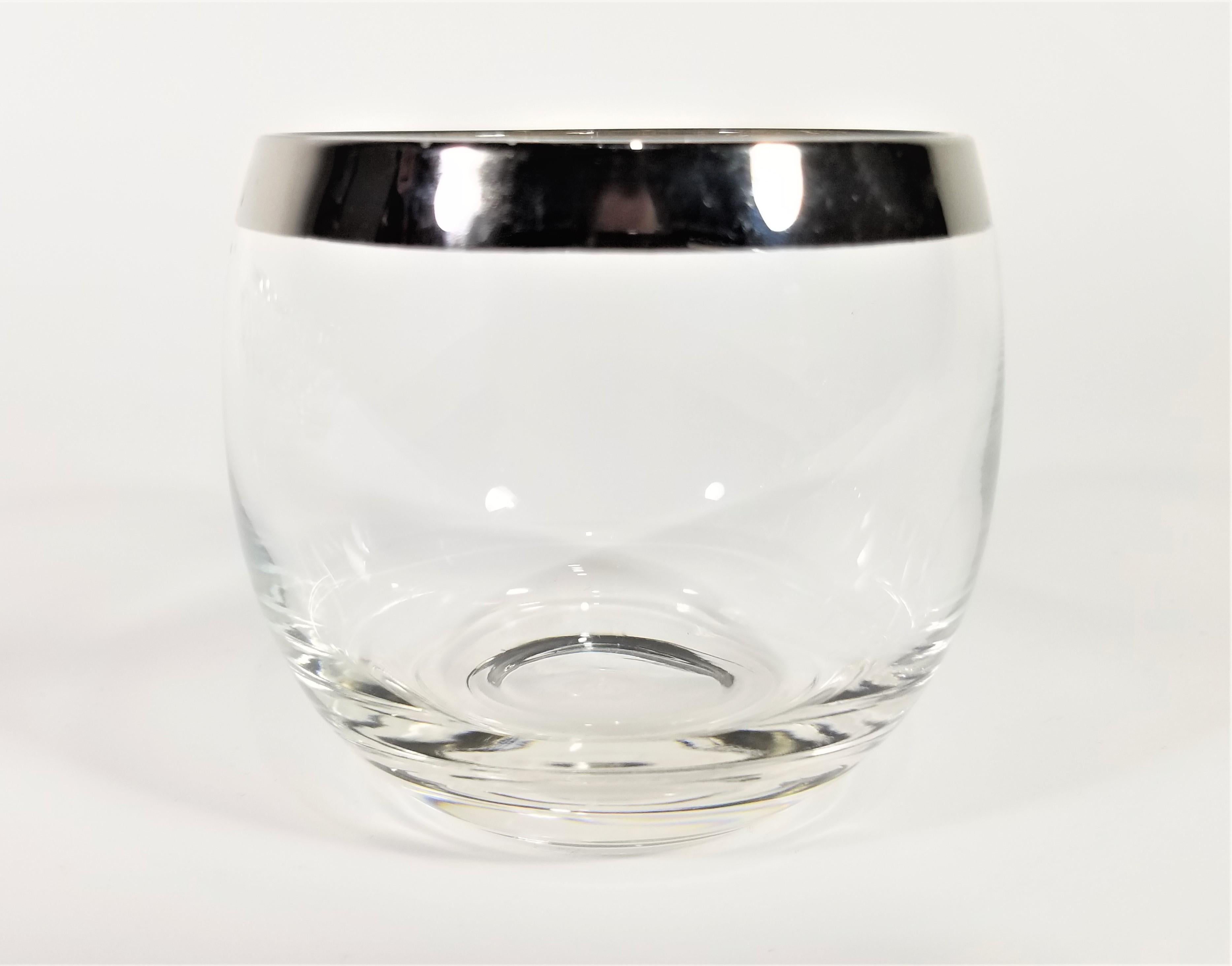 Dorothy Thorpe 1960s Midcentury Silver Rimmed Glassware Barware Set of 10 1
