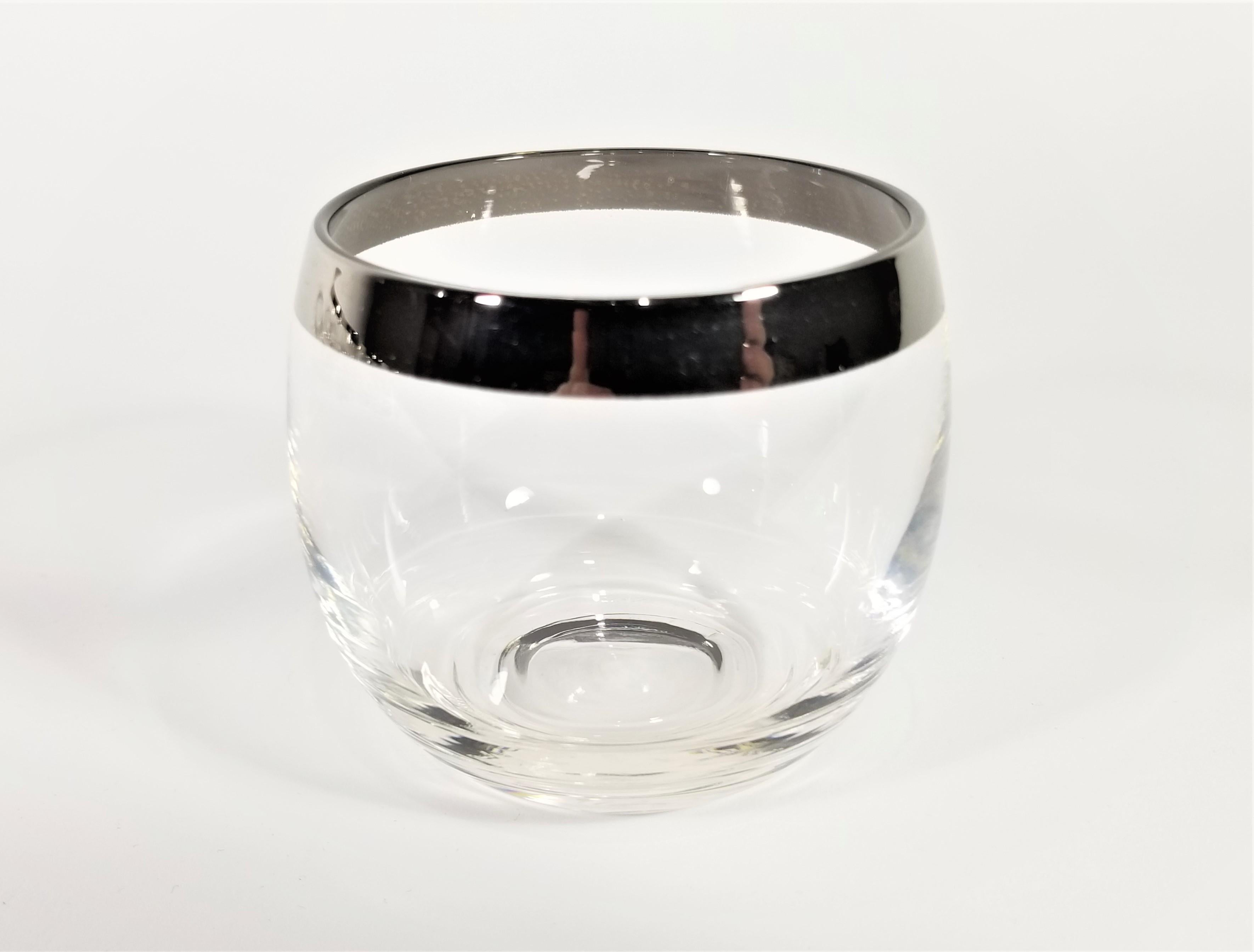 Dorothy Thorpe 1960s Midcentury Silver Rimmed Glassware Barware Set of 10 2