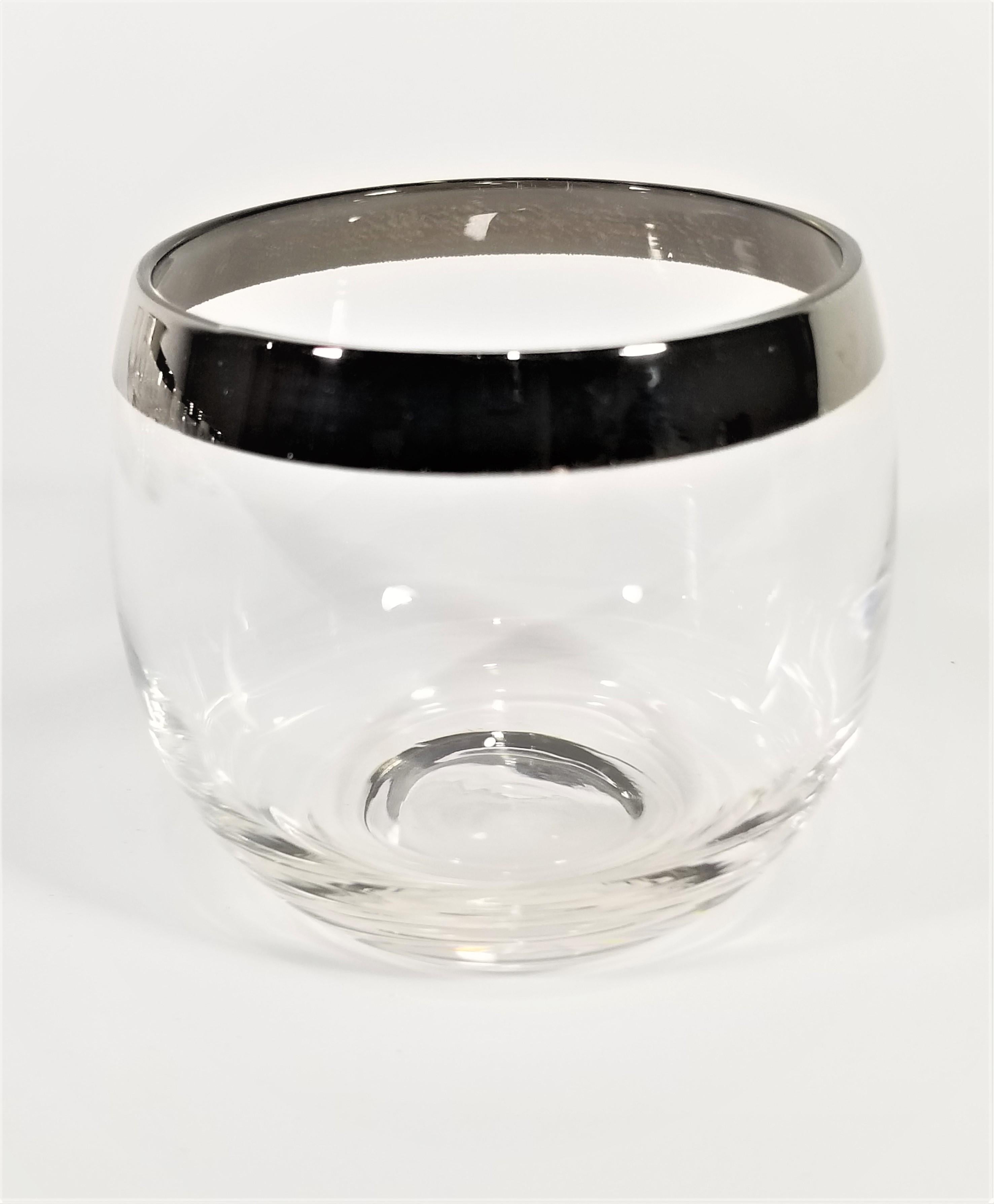Dorothy Thorpe 1960s Midcentury Silver Rimmed Glassware Barware Set of 10 3