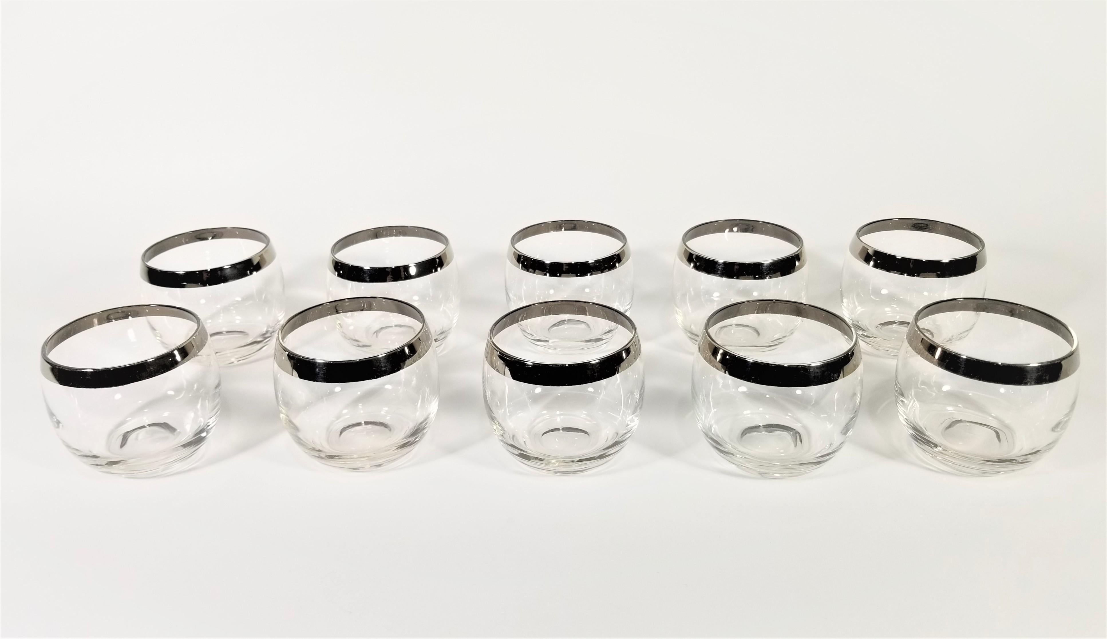 Dorothy Thorpe 1960s Midcentury Silver Rimmed Glassware Barware Set of 10 5