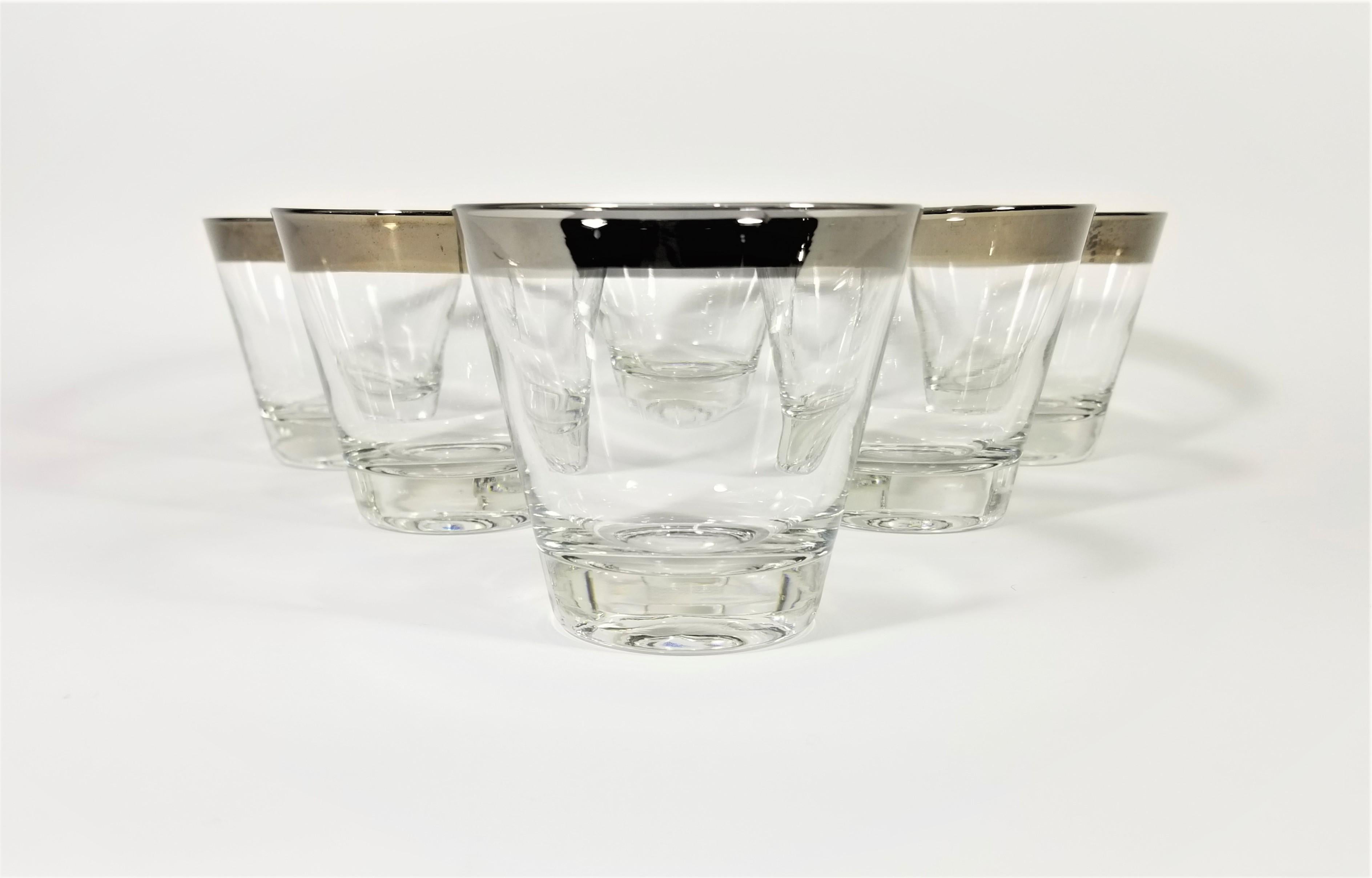 silver rimmed glassware vintage