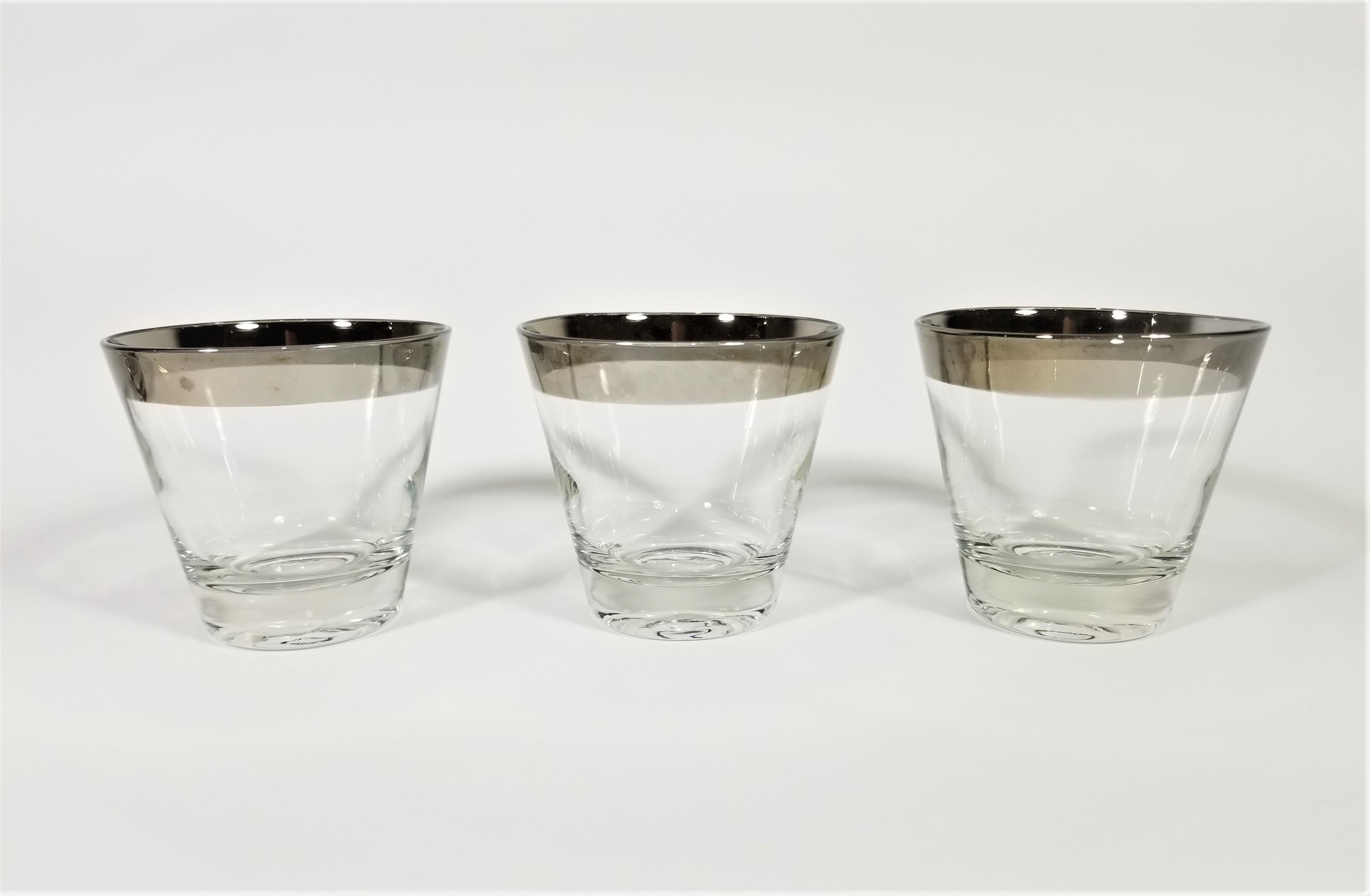 Dorothy Thorpe 1960s Midcentury Silver Rimmed Glassware Barware Set of 6 In Good Condition In New York, NY