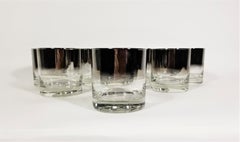 Dorothy Thorpe 1960s Silver Barware Glassware with Holder Mid Century Set of 8