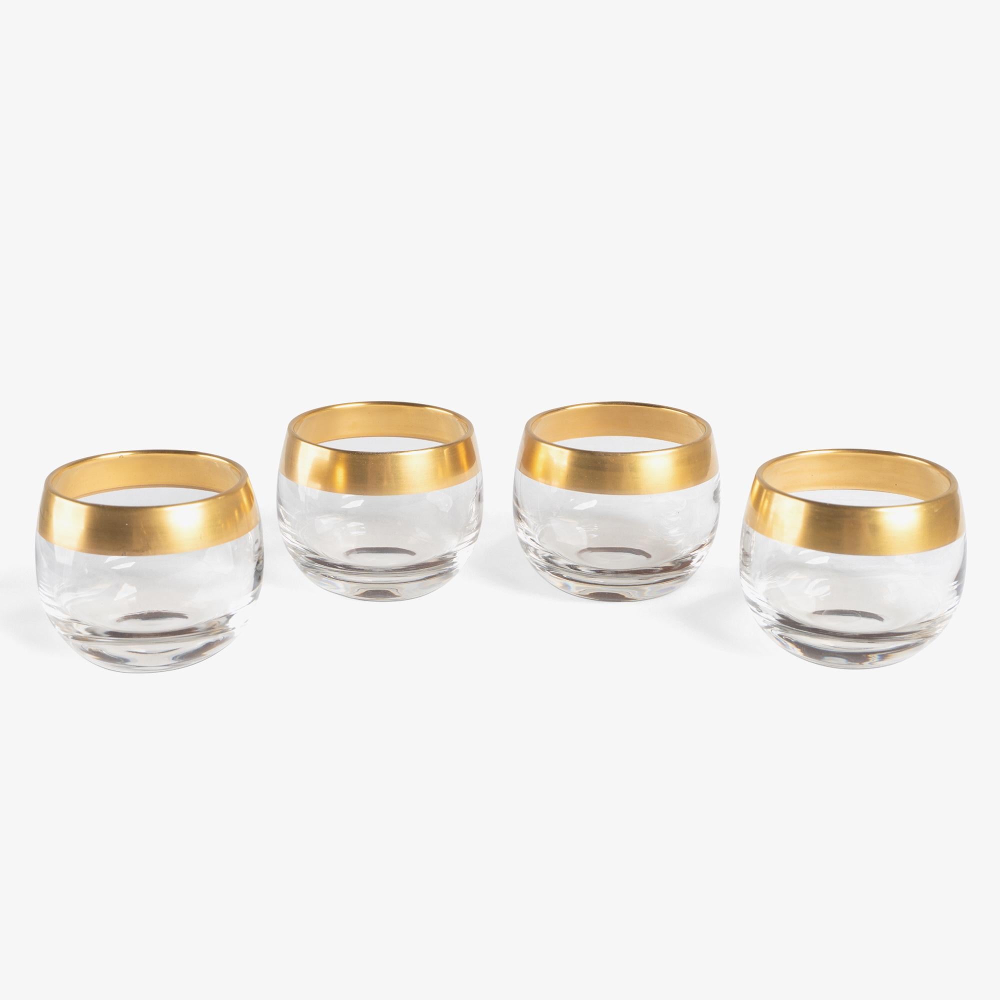 Dorothy Thorpe 22k Gold Rim Band Roly Poly Glasses & Pitcher Drinks Set - 5 Pcs 1