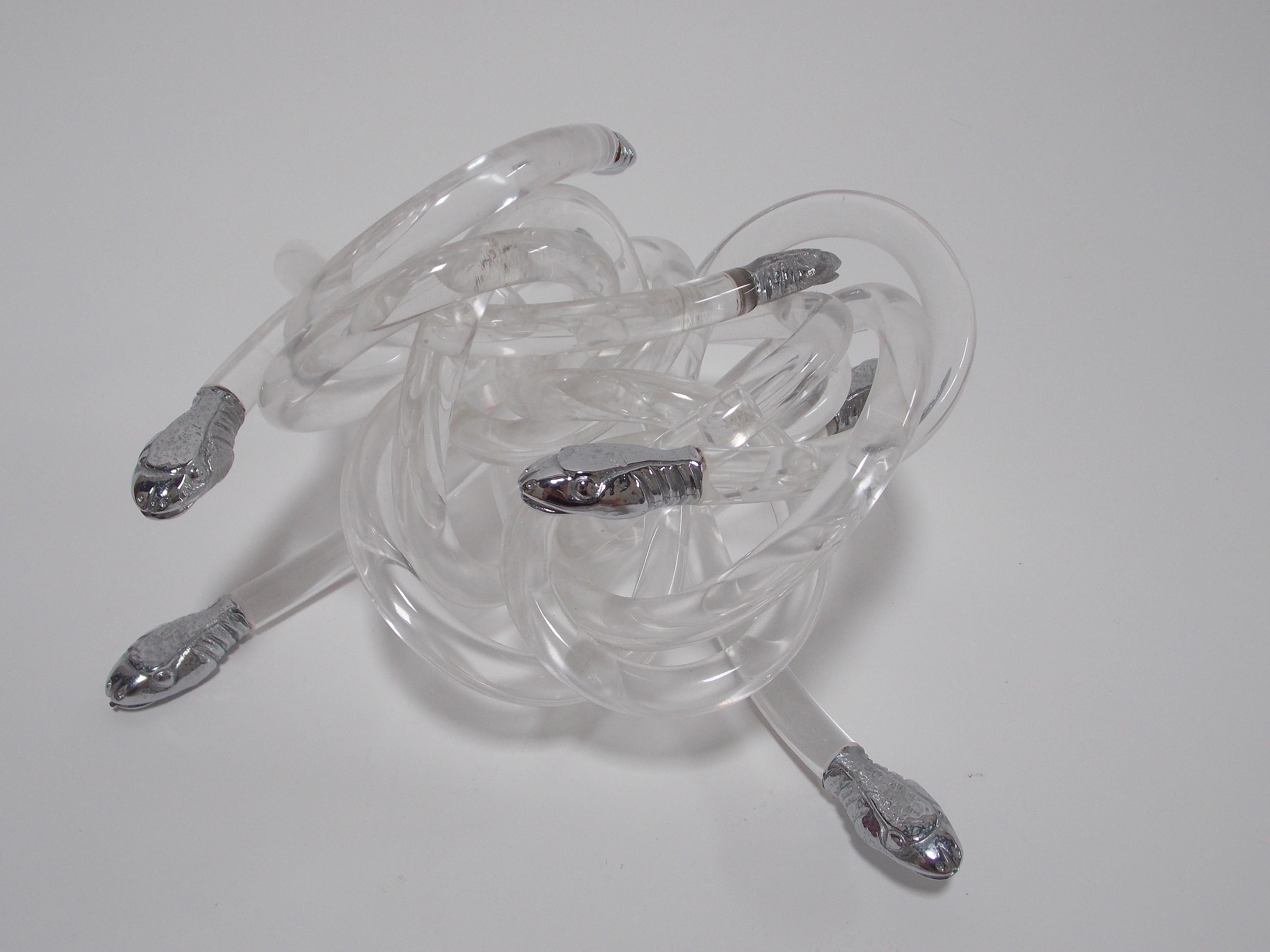 North American Dorothy Thorpe Acrylic and Silver-Plate Snake Sculpture