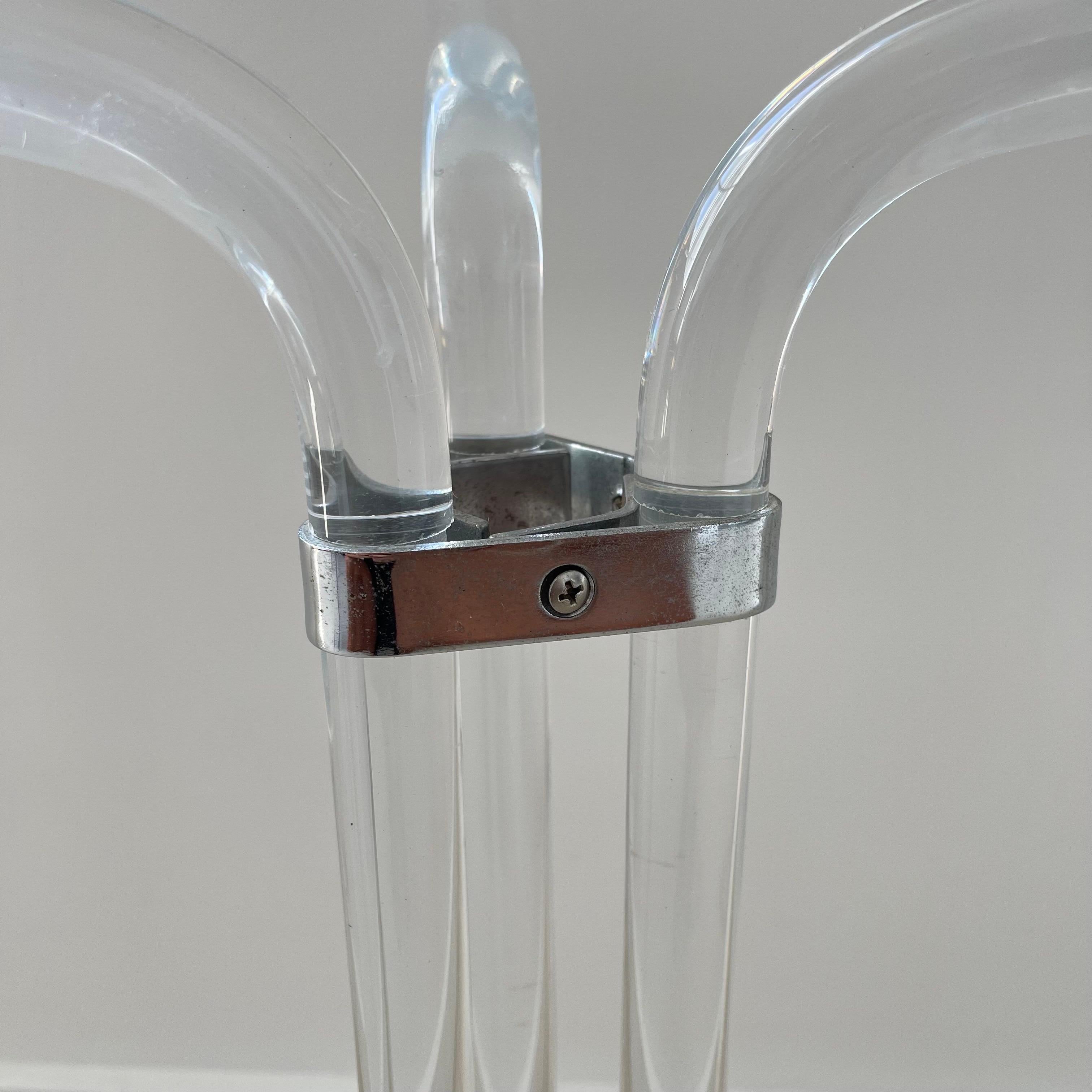 Dorothy Thorpe Attributed Lucite and Chrome Side or End Table, USA, Circa 1940s In Good Condition For Sale In Miami, FL