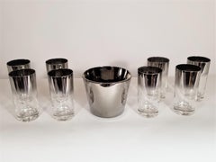 Dorothy Thorpe Glassware Barware Set of 8 with Ice Bucket Midcentury