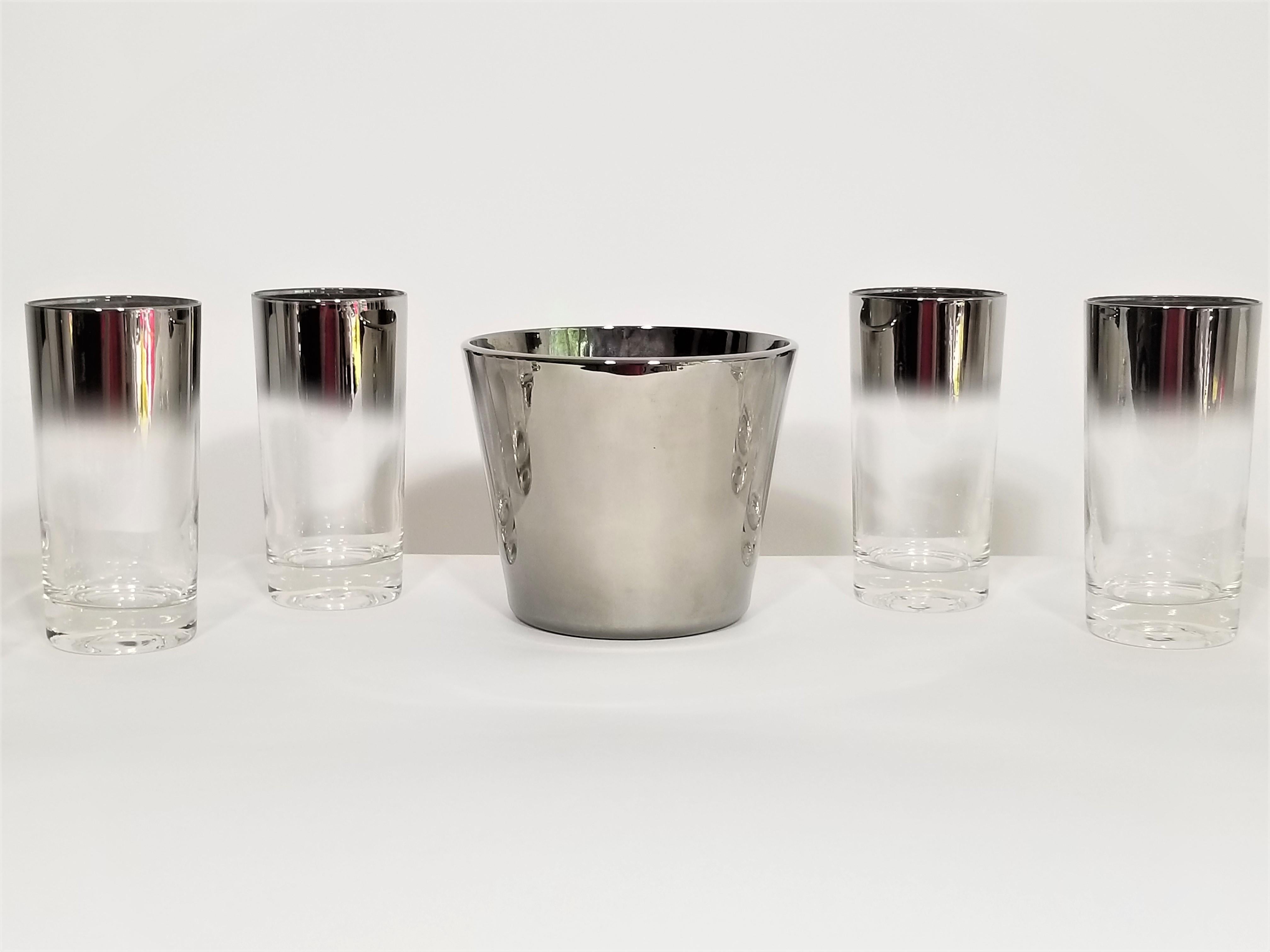 Dorothy Thorpe Glassware Barware Set of 8 with Ice Bucket Midcentury 5