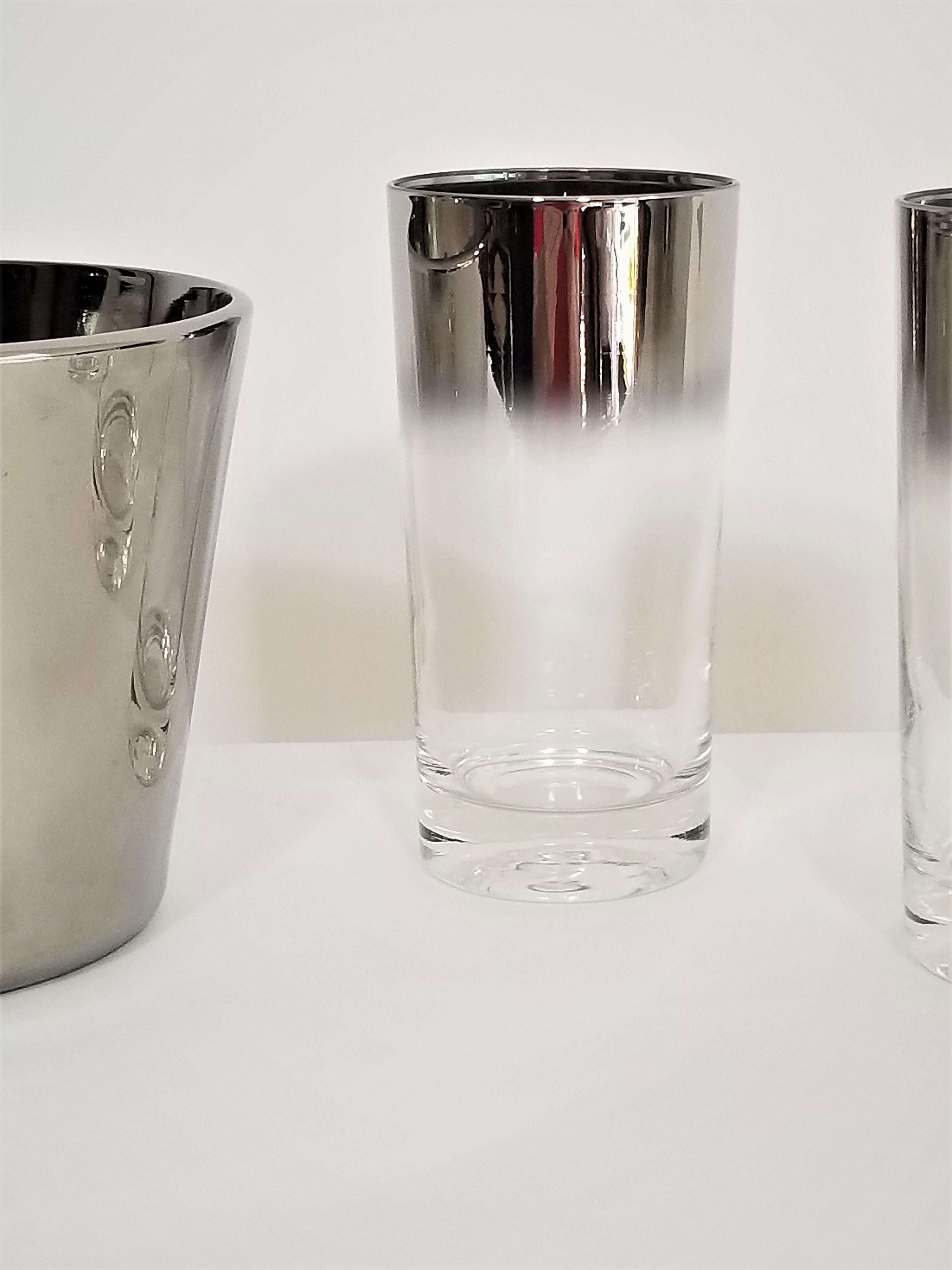 Dorothy Thorpe Glassware Barware Set of 8 with Ice Bucket Midcentury 7