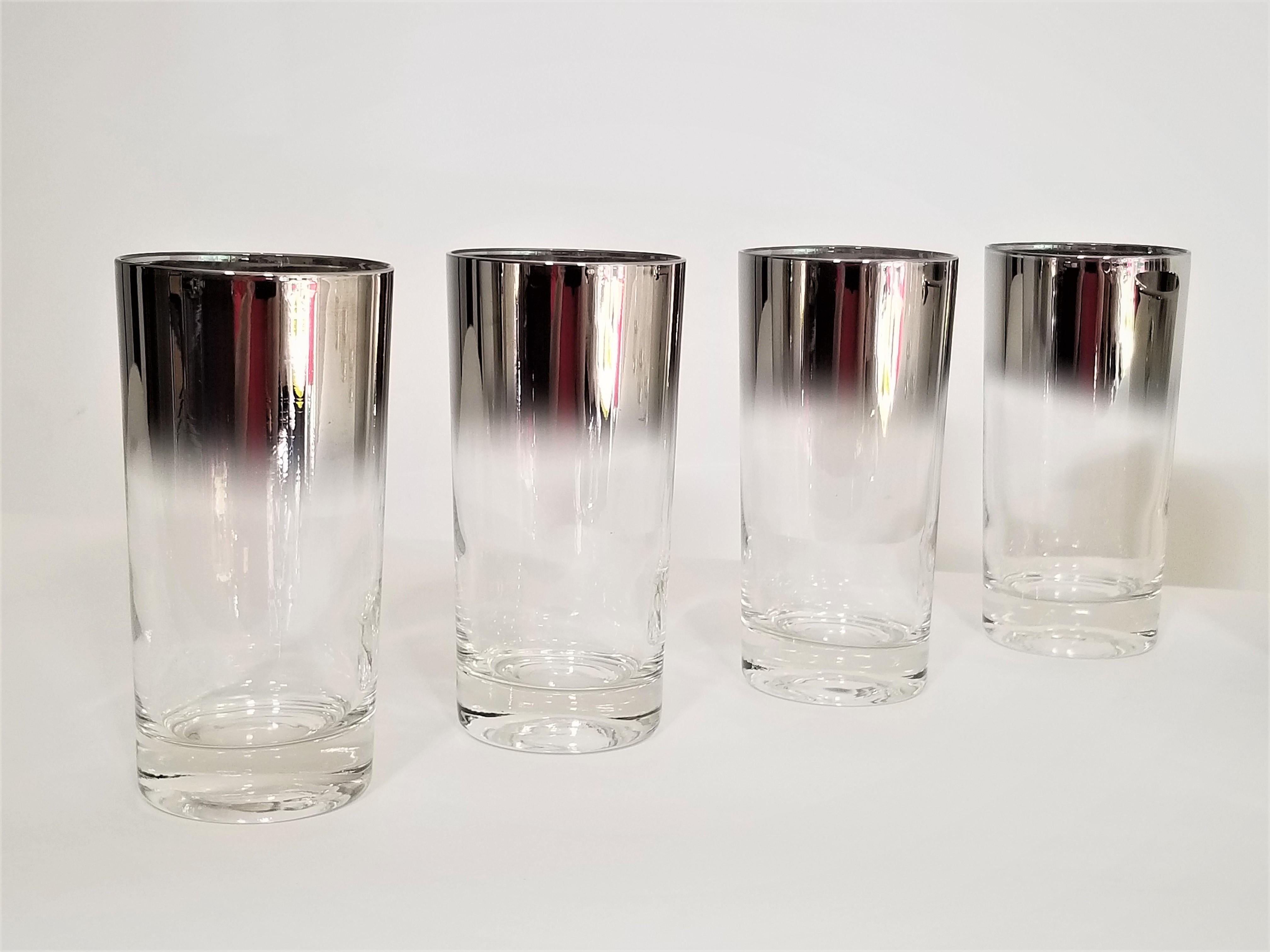 Dorothy Thorpe Glassware Barware Set of 8 with Ice Bucket Midcentury 3