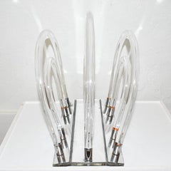 Dorothy Thorpe Hollywood Regency Lucite and Chrome Waterfall Magazine Rack