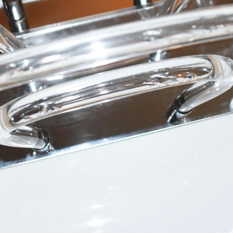 Waterfall Magazine Rack Dorothy Thorpe Hollywood Regency Lucite and Chrome Waterfall Magazine ...