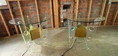 Dorothy Thorpe Illuminated Pair Side/End Tables Lucite Base Round Glass Top