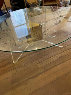 Dorothy Thorpe Illuminated Red Coffee Table Lucite Base Round Glass Top