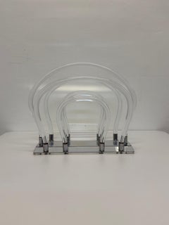 Dorothy Thorpe Lucite and Chrome Magazine Rack, 1960s